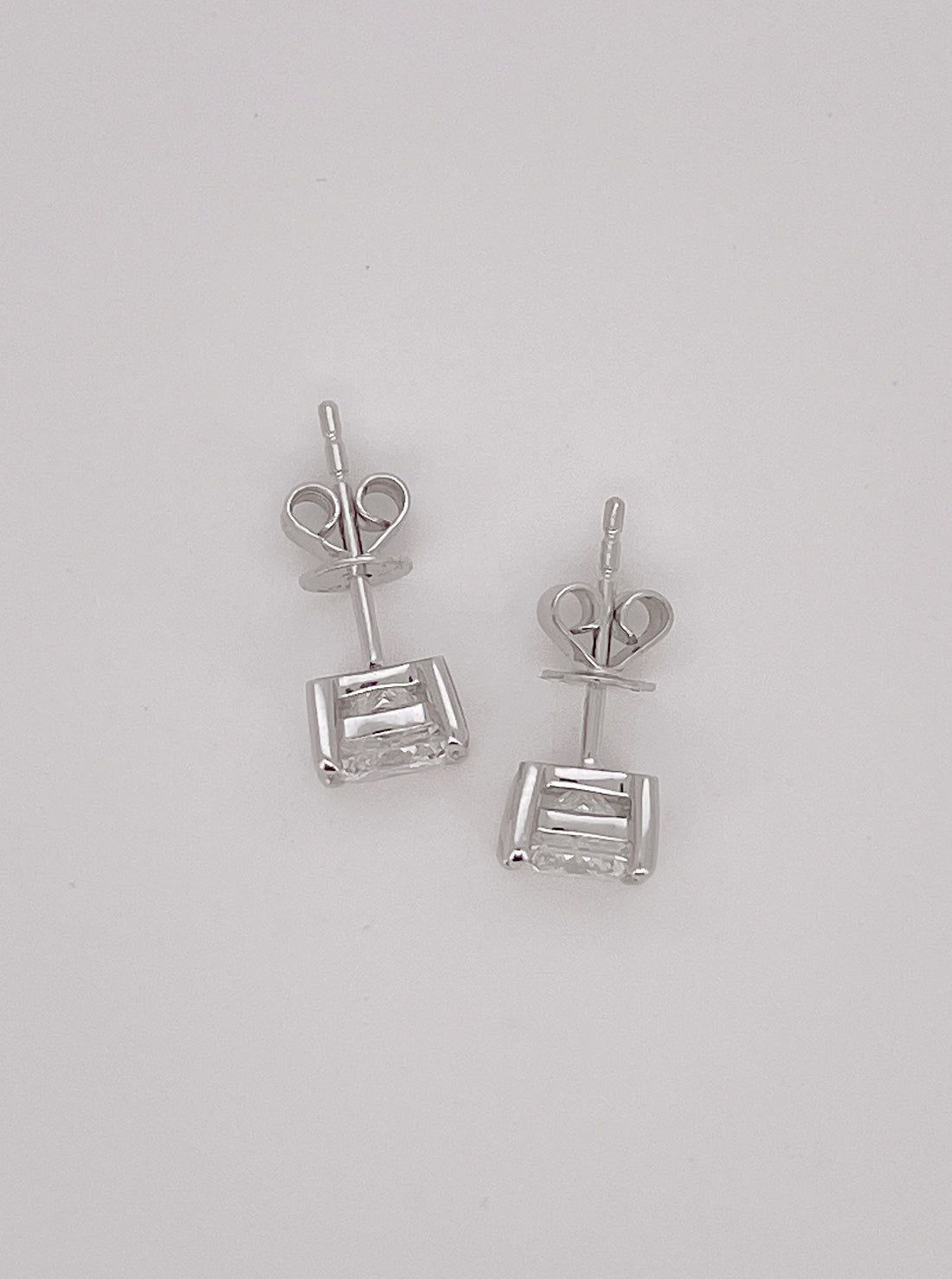 Princess Cut Lab Grown Diamond Stud Earrings 1.5CT  18K white gold