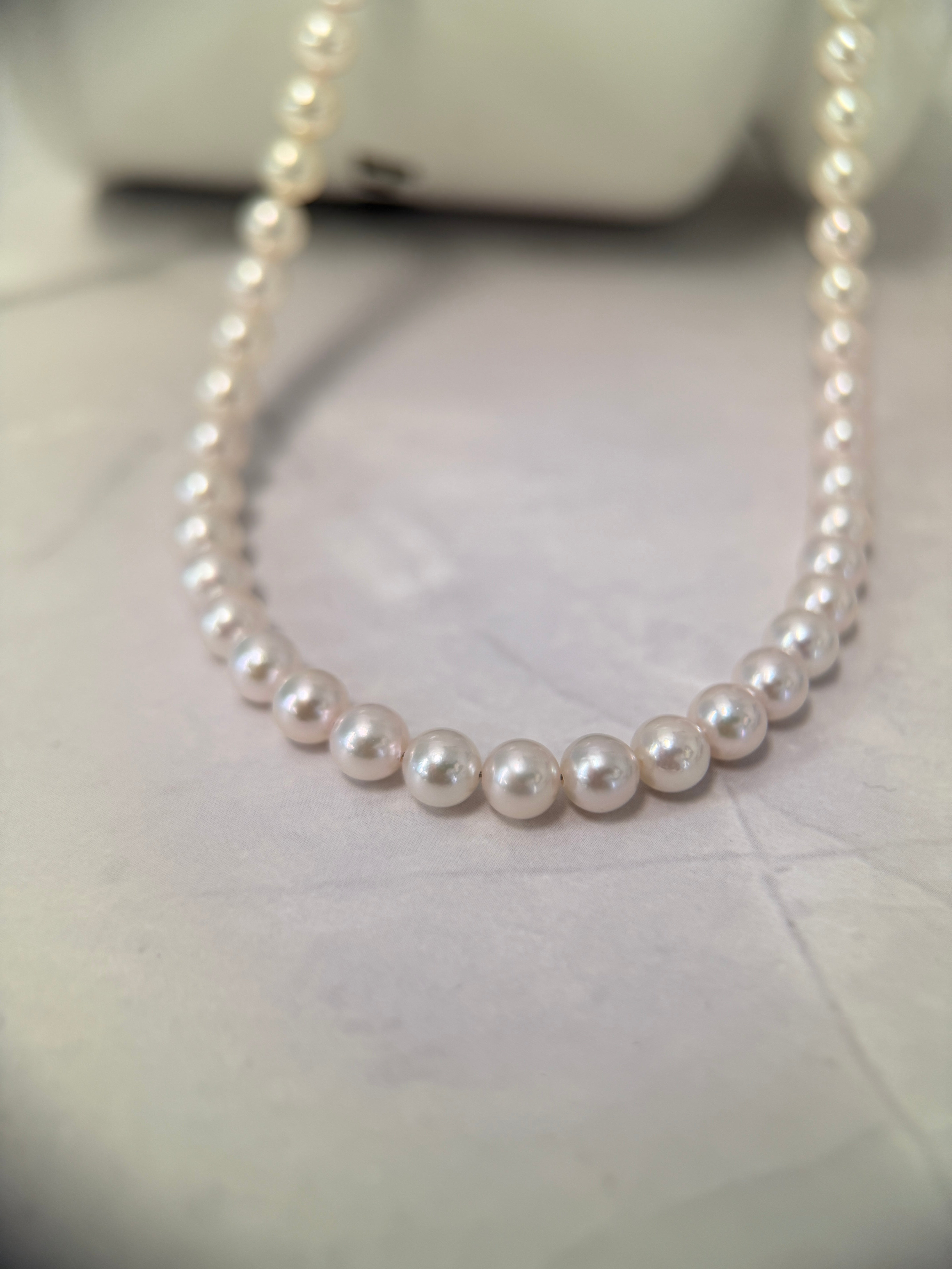 5-5.5mm Japanese Akoya White Pearl Necklace - AA+ Quality