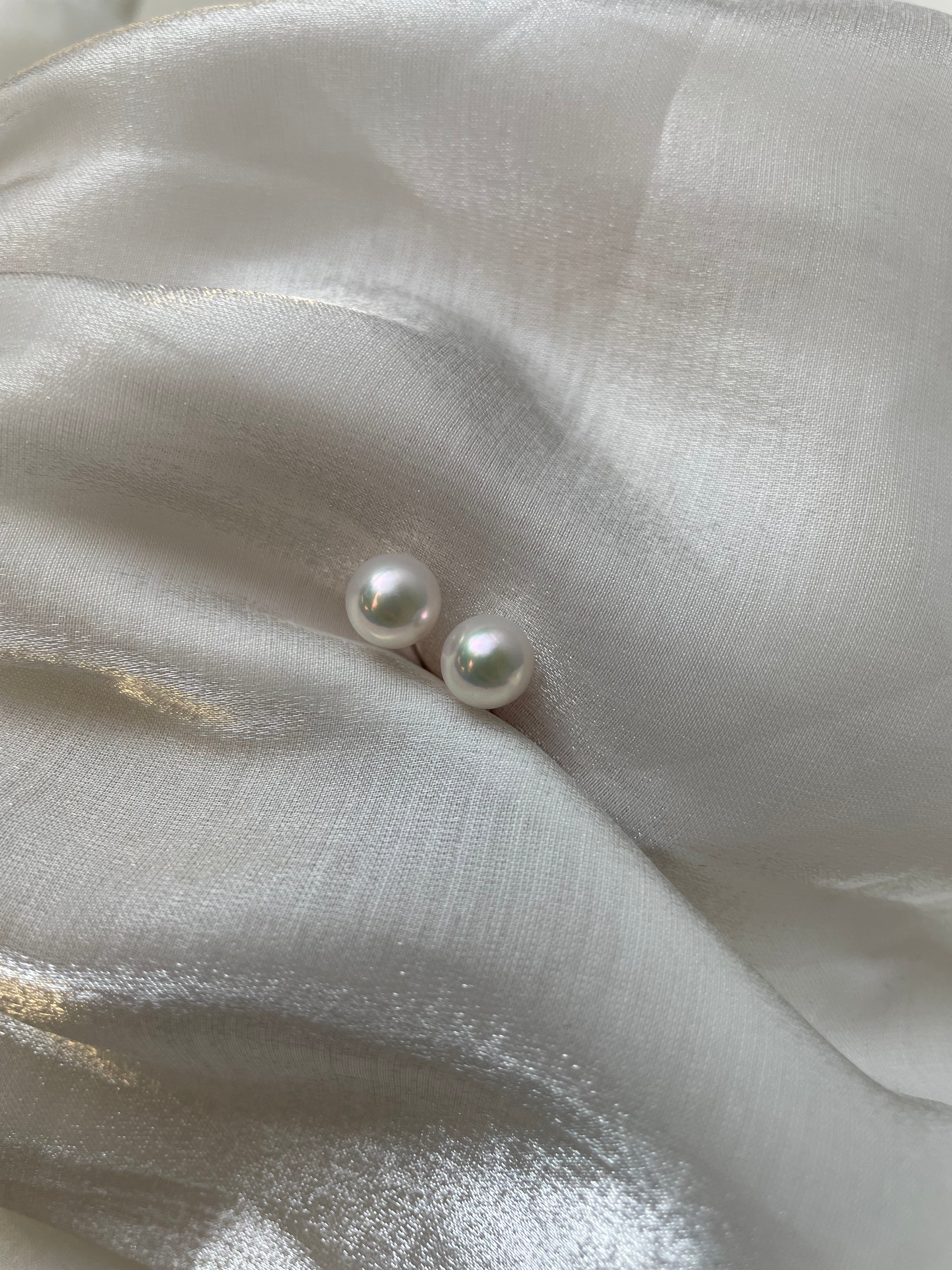 7-7.5mm Akoya Earrings in 18k Y/W Gold