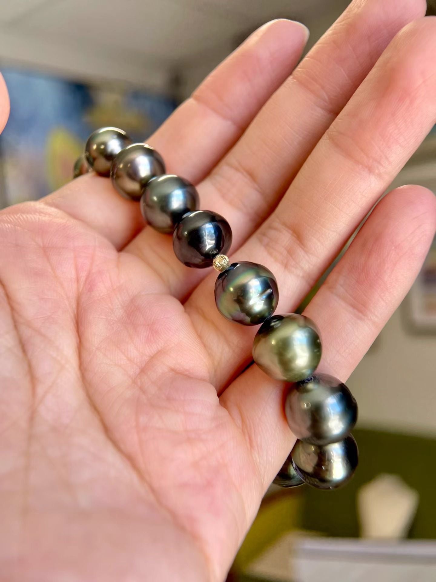 10-12mm Tahitian Cultured Pearl Bracelet in 18K