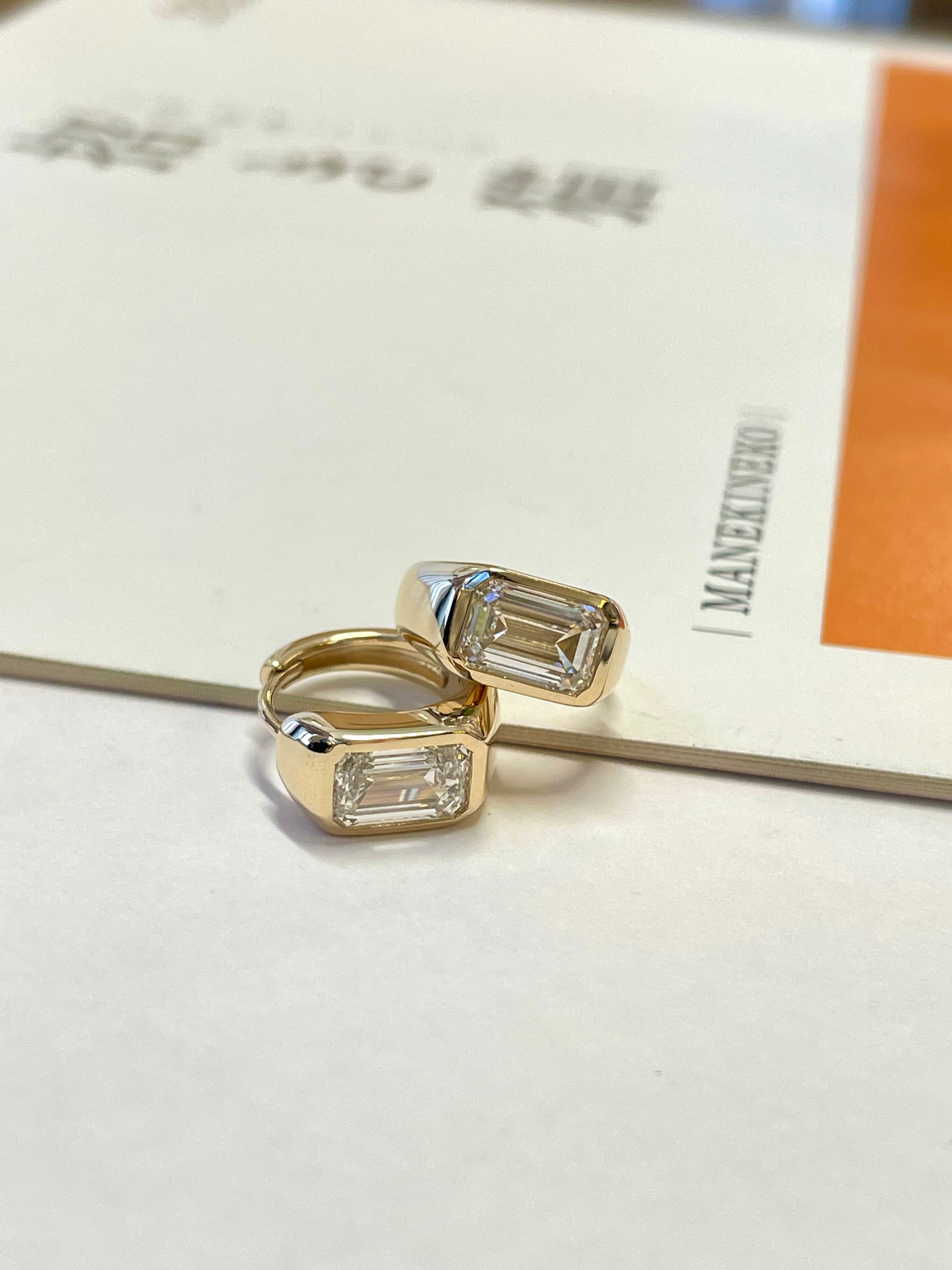 Emerald Cut Diamond Hoop Earrings 2CT