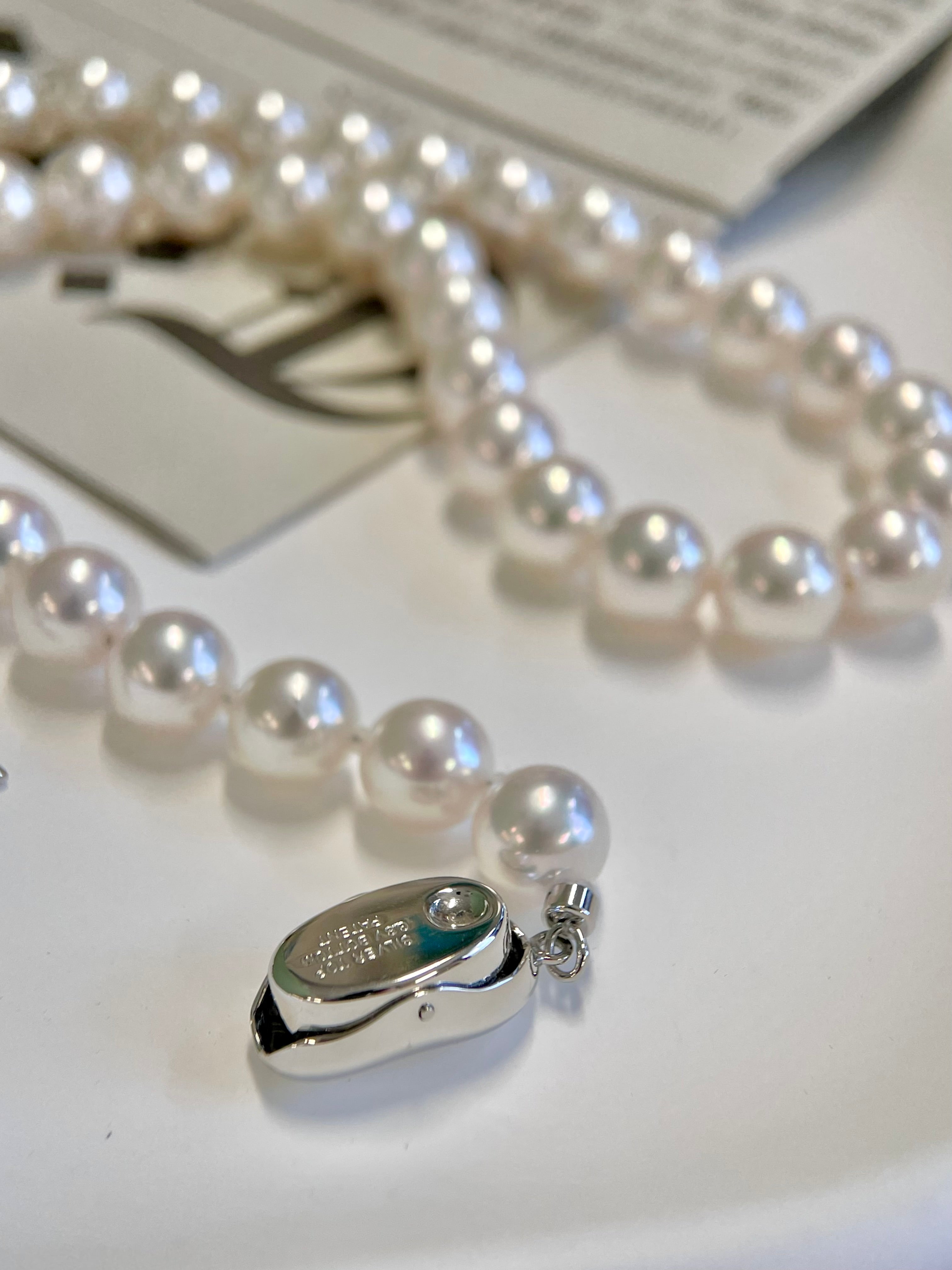 Certified 8-8.5mm Japanese Akoya White Pearl Necklace - AAA Quality