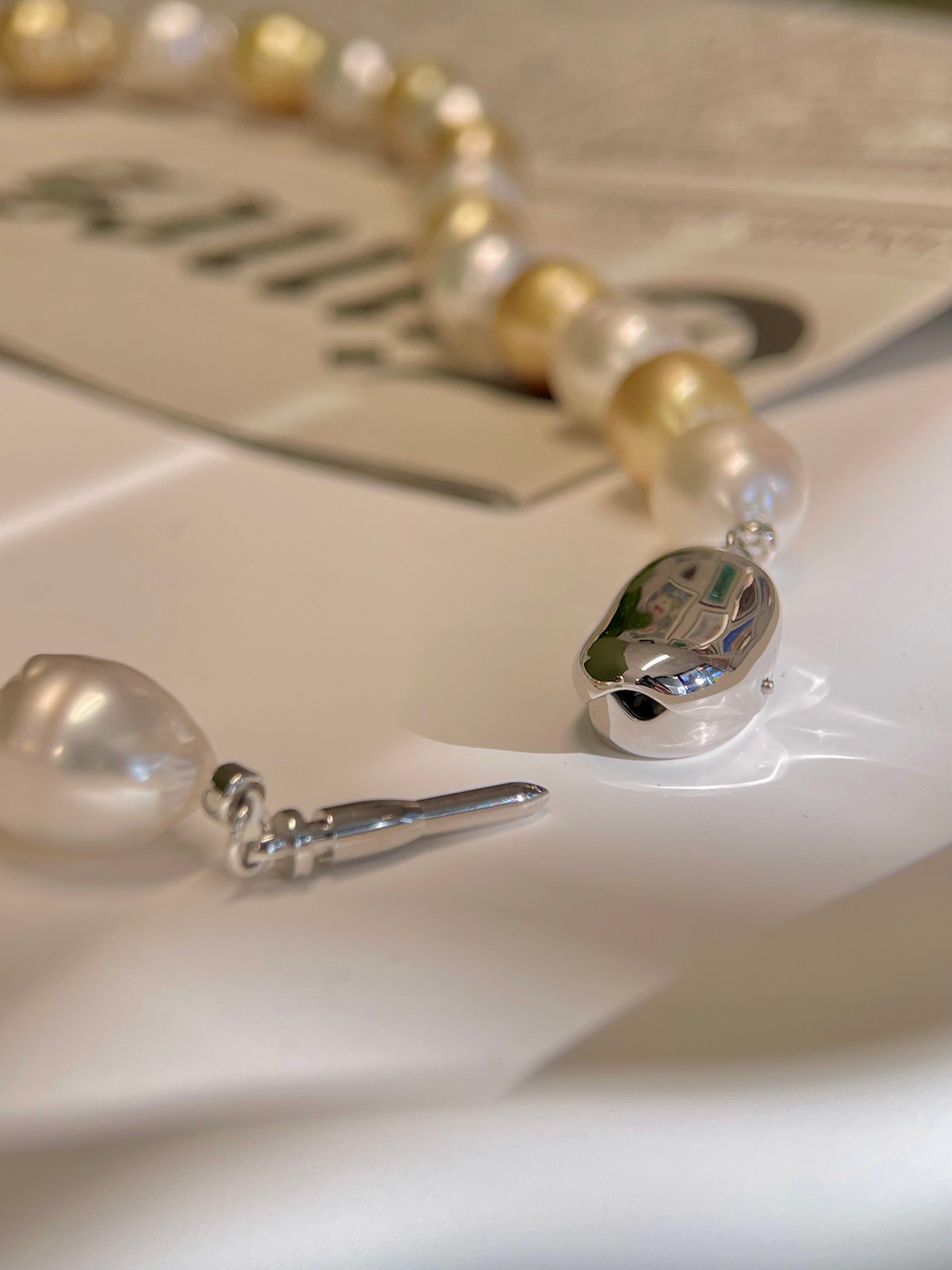 9-11mm Two-Tone White & Gold South Sea Cultured Pearl Strand