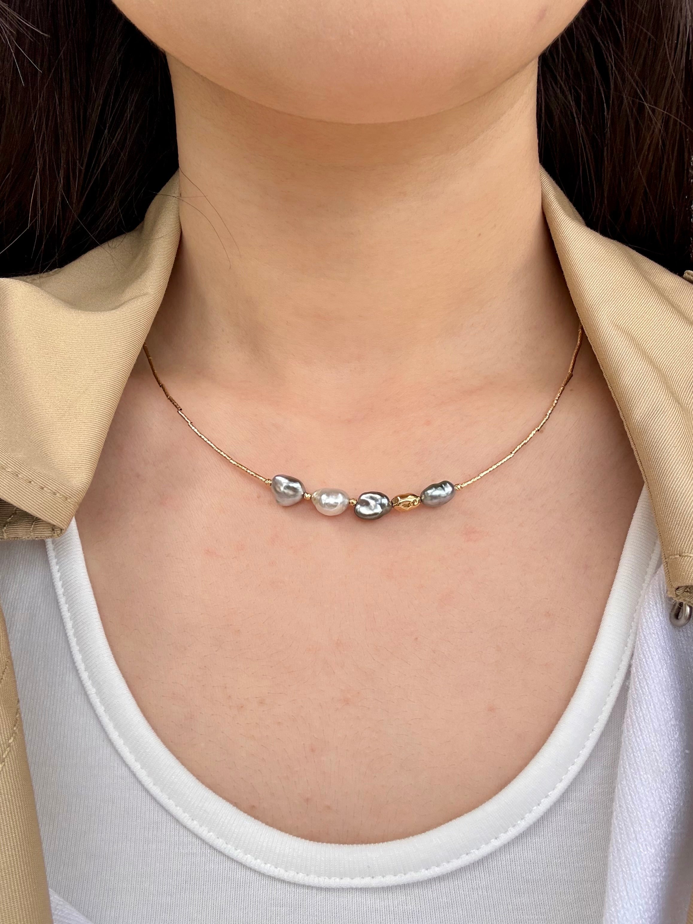 South Sea Keshi Pearl Collar Necklace
