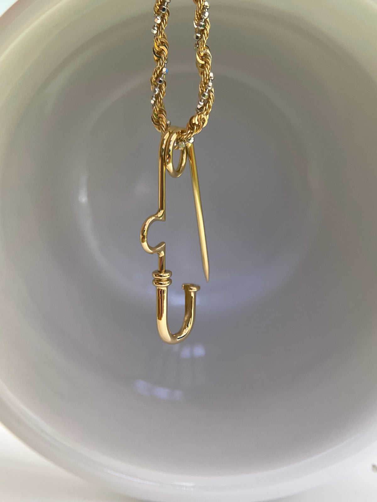 18K Gold & PT900 0.15ct Diamond Convertible Pendant Connector – 30mm