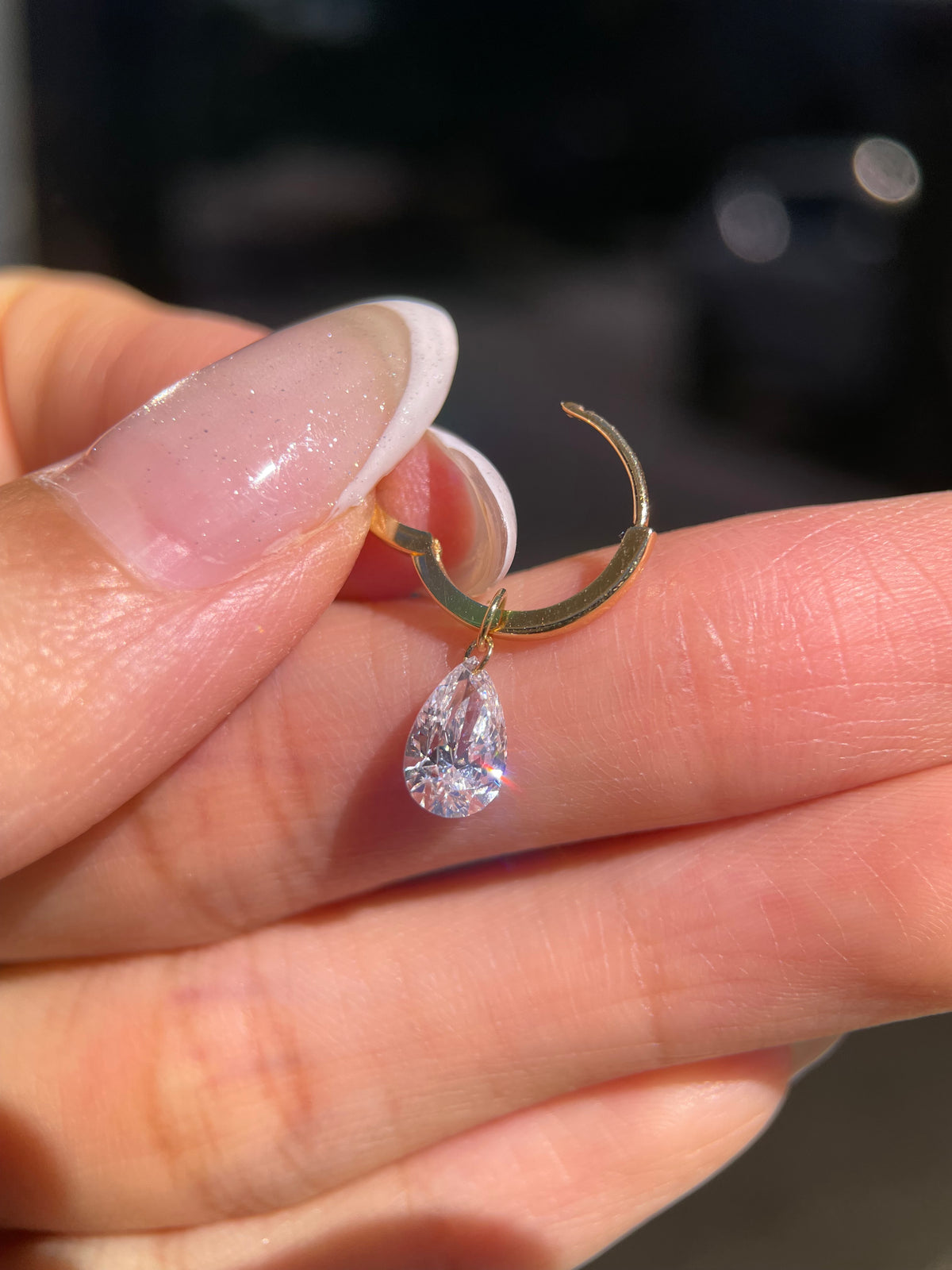 ⭐️Dainty Pear Diamond Hoop Earrings 1.5CT