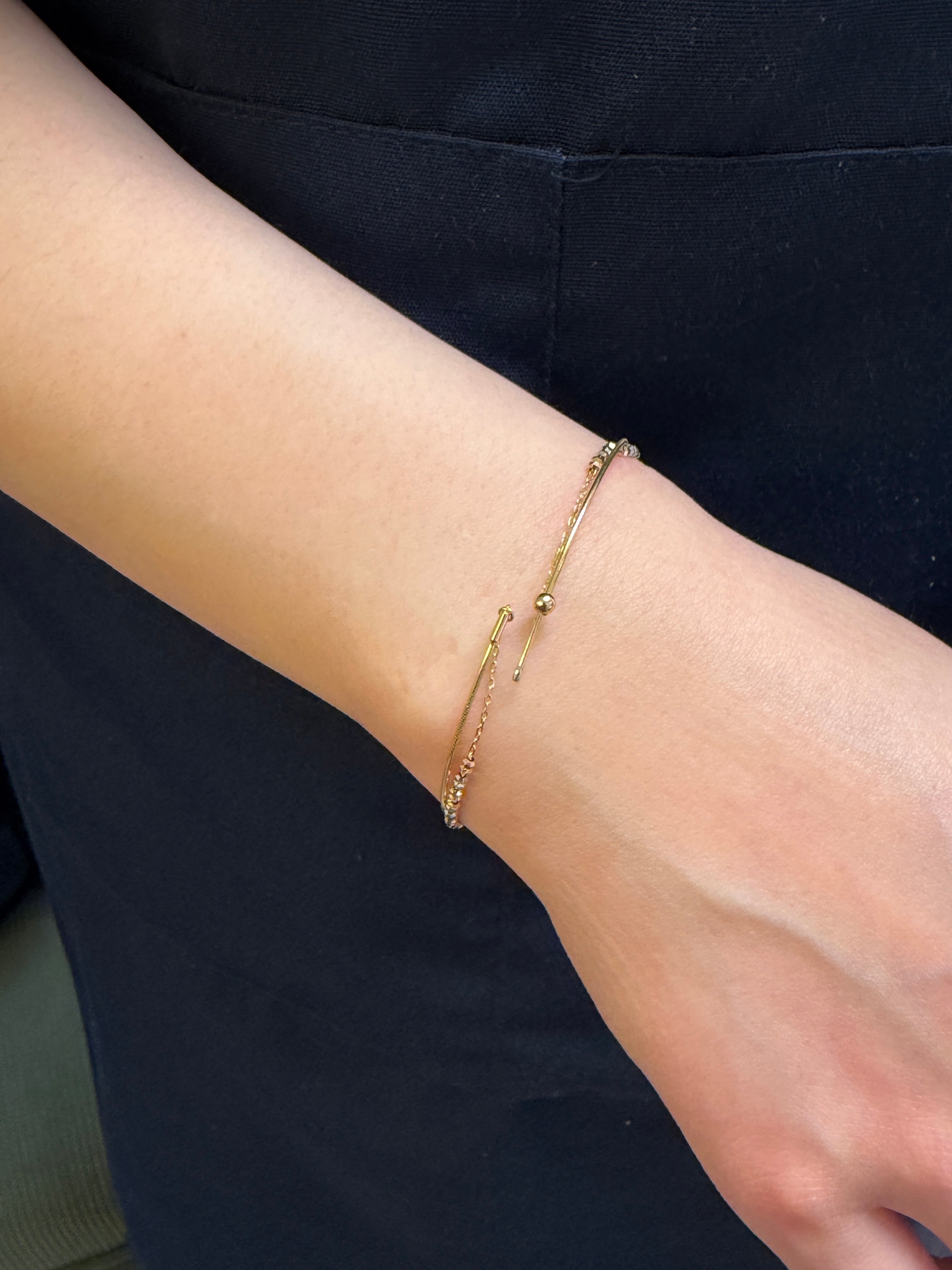 Double Circle Spring Bracelet In 18K Yellow&White&Rose Gold
