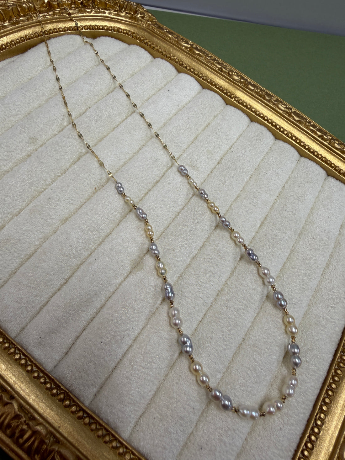 Akoya Keshi Twin Pearl Necklace – 17.7"