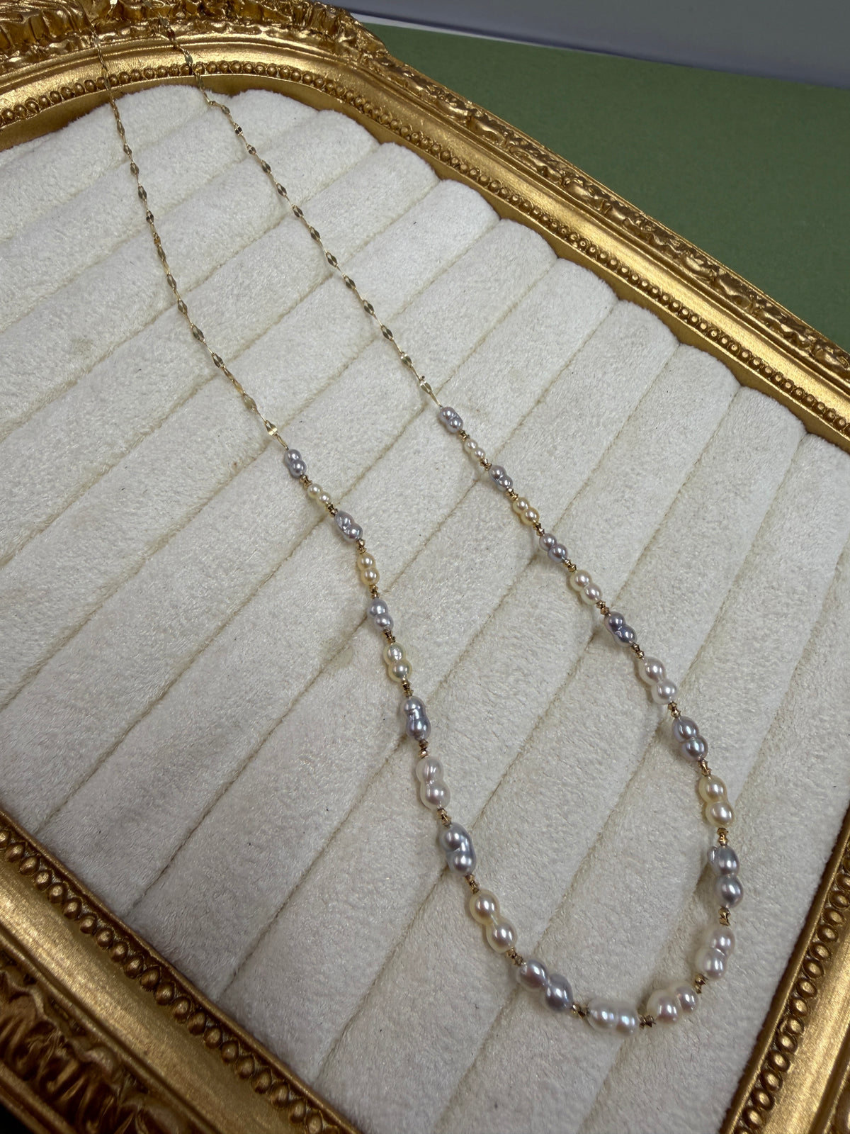 Akoya Keshi Twin Pearl Necklace – 17.7"