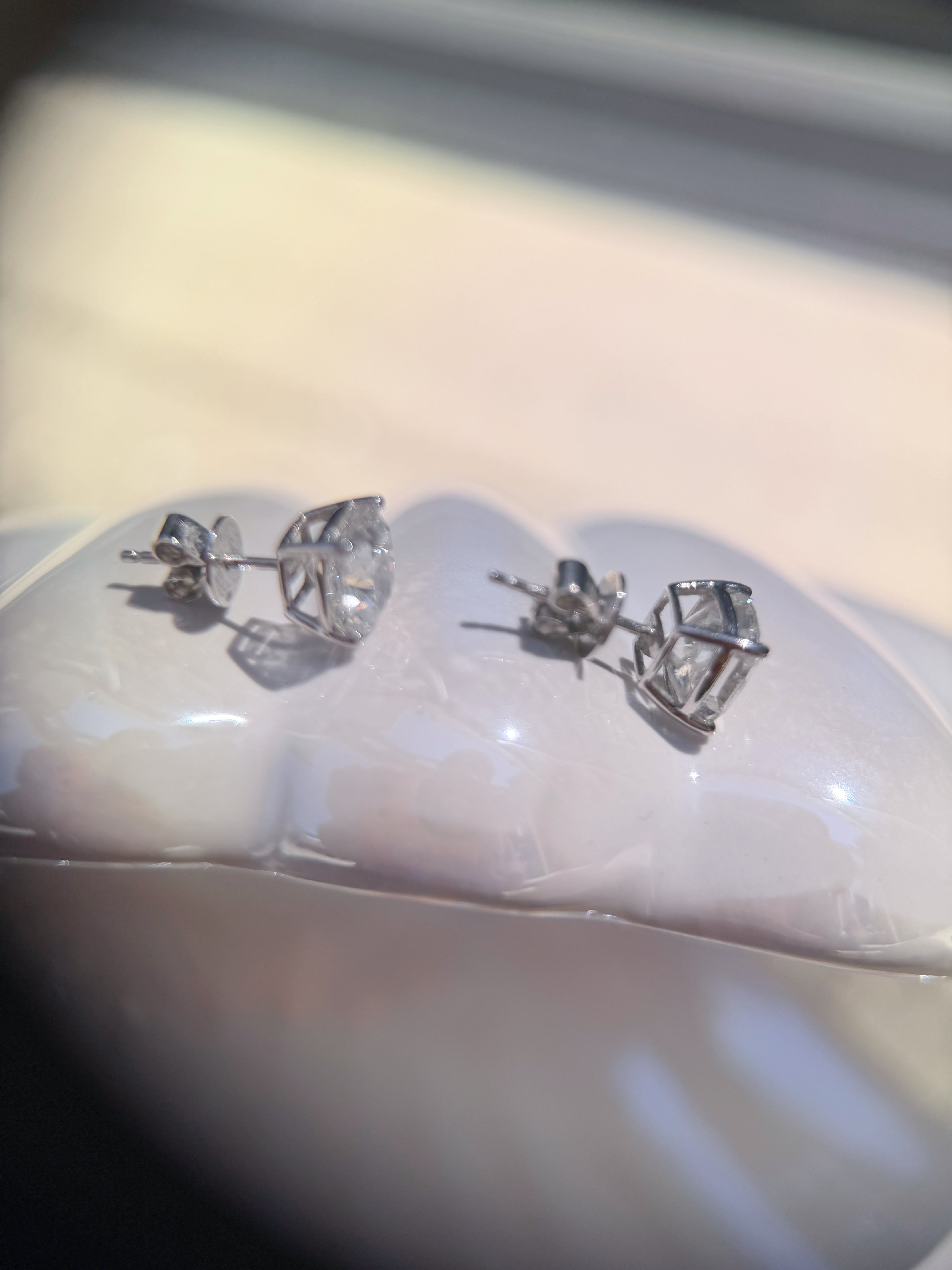 4ct Cushion Lab Diamond Stud Earrings, PT950