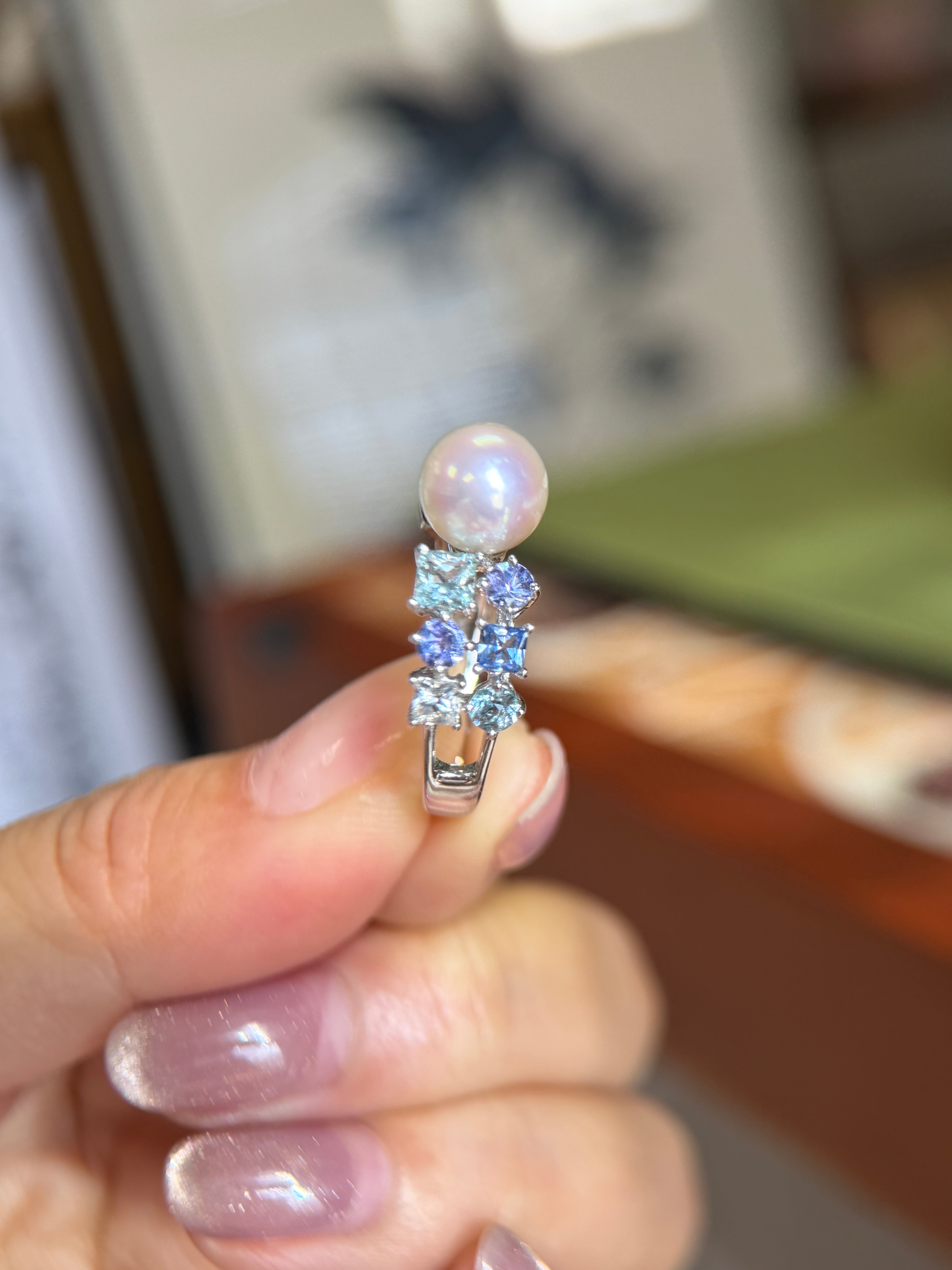 TASAKI K18 Akoya Pearl Multicolor Gemstone Statement Ring