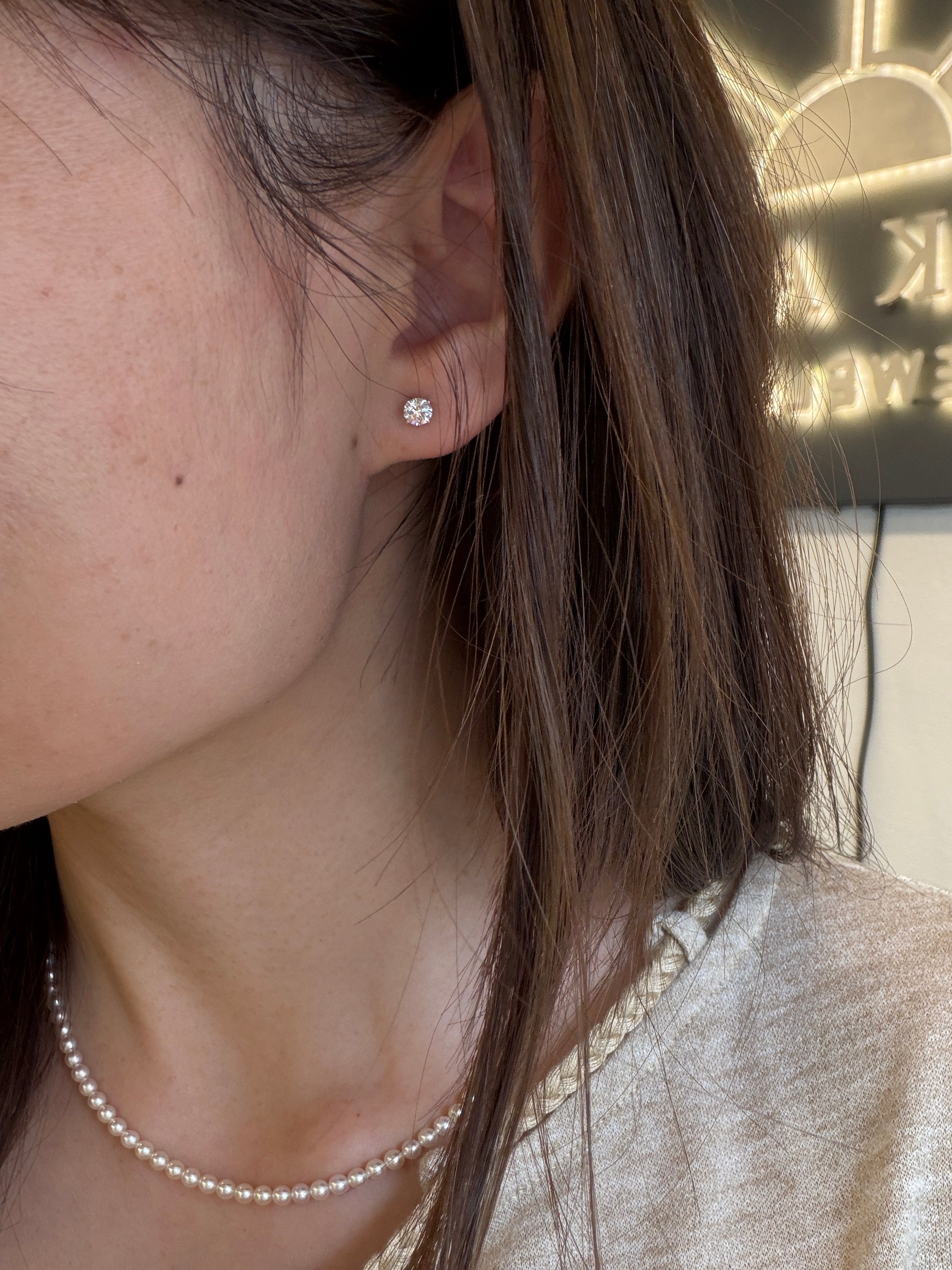 10K Gold Round Lab-Grown Diamond Stud Earrings