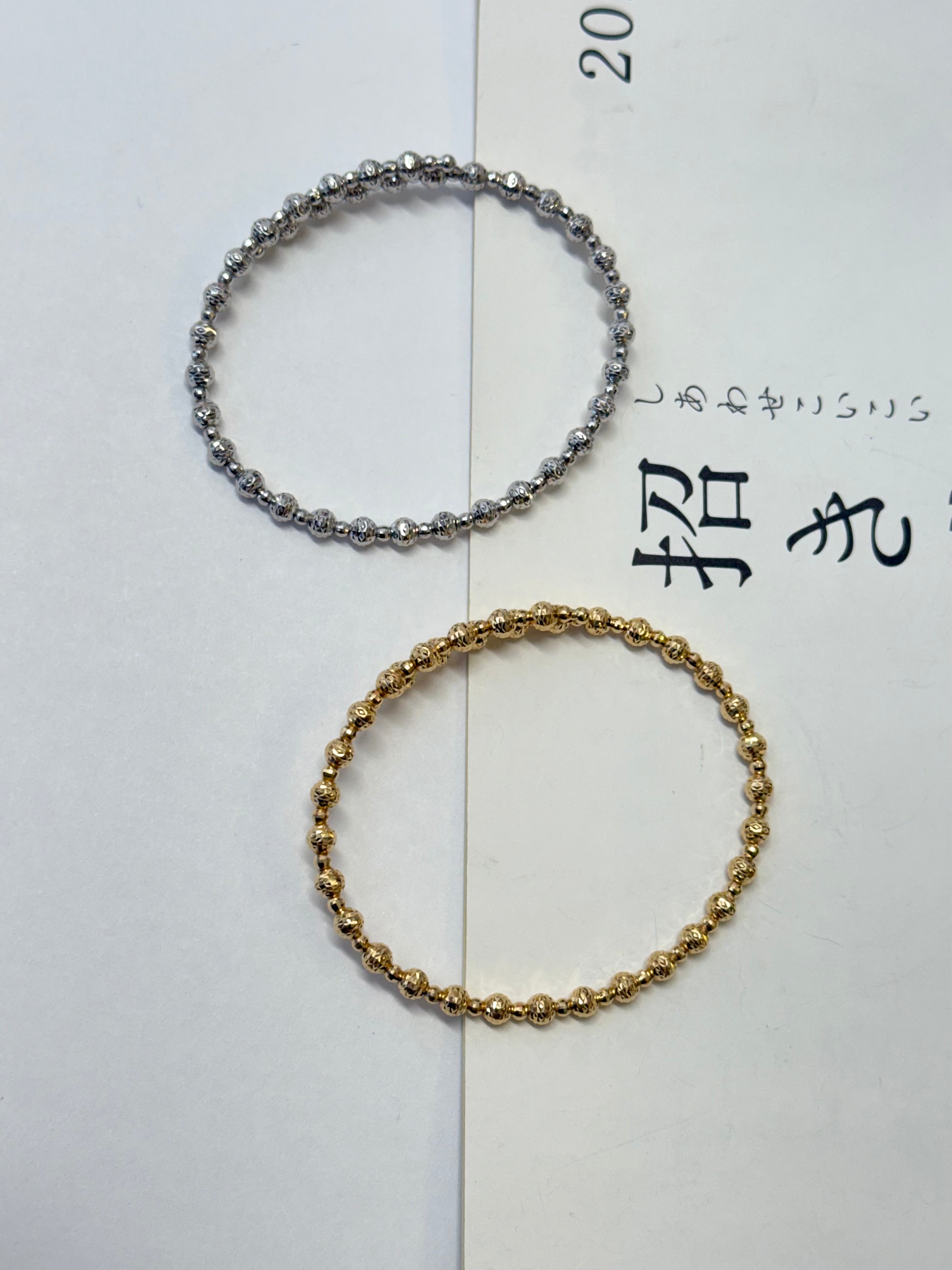 4+2.5mm Beads Spring Bracelet In 18K Yellow&White Gold