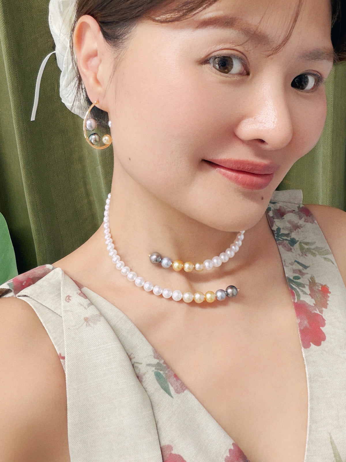 K18 Mixed Pearl Flexible Collar Necklace