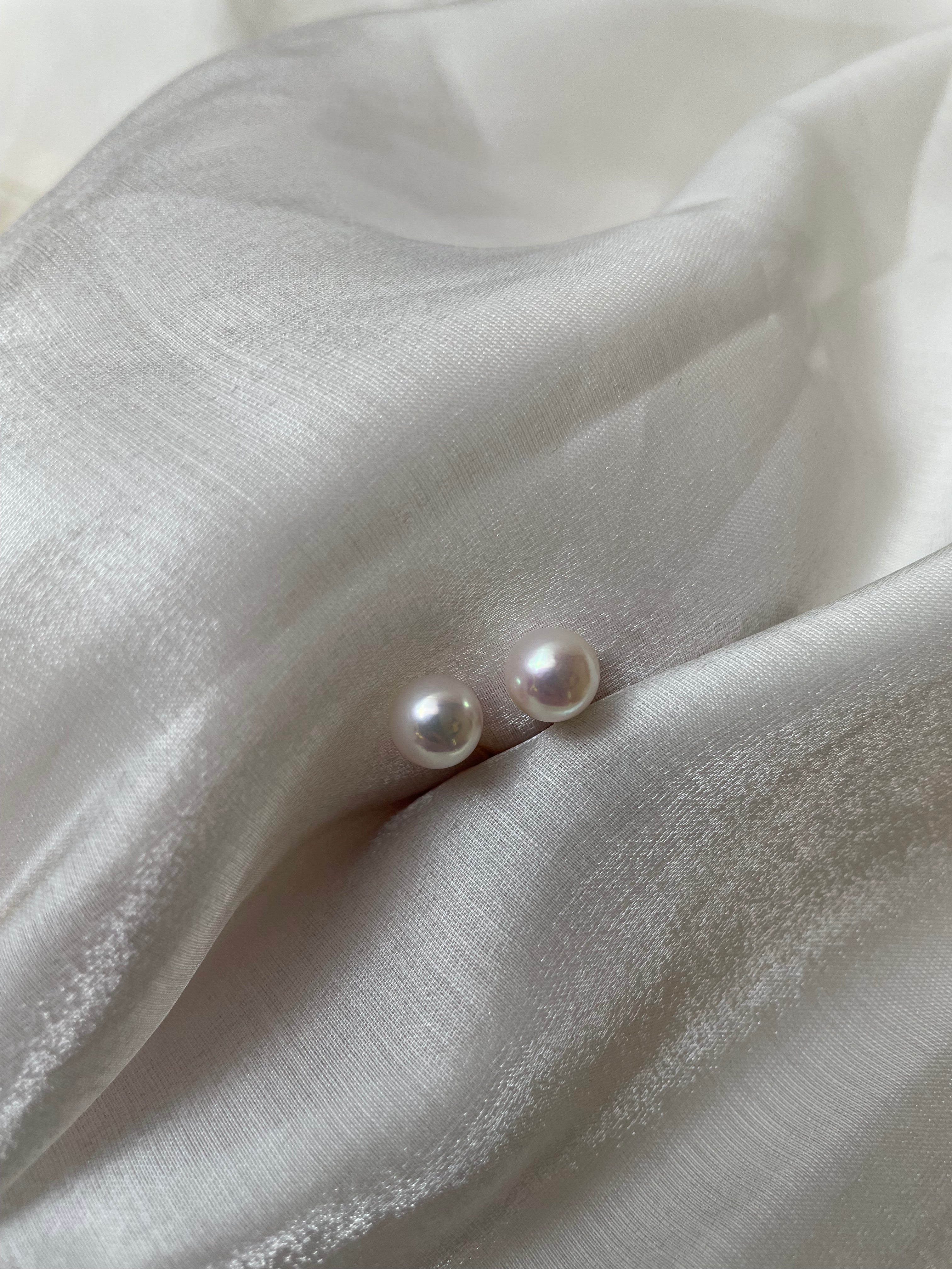 7-7.5mm Akoya Earrings in 18k Y/W Gold