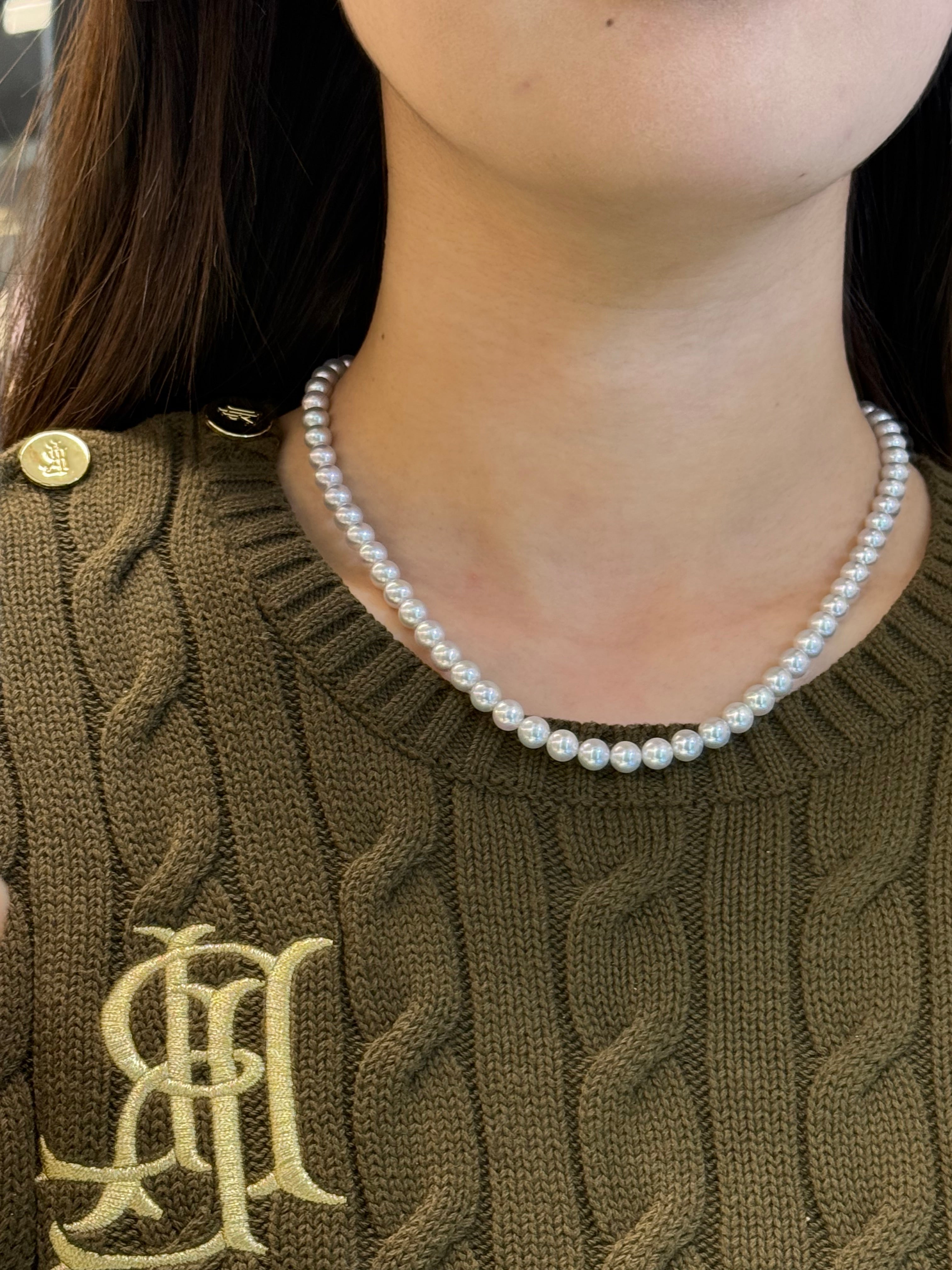 6-6.5mm Blue Rose Akoya Cultured Pearl Strand Necklace