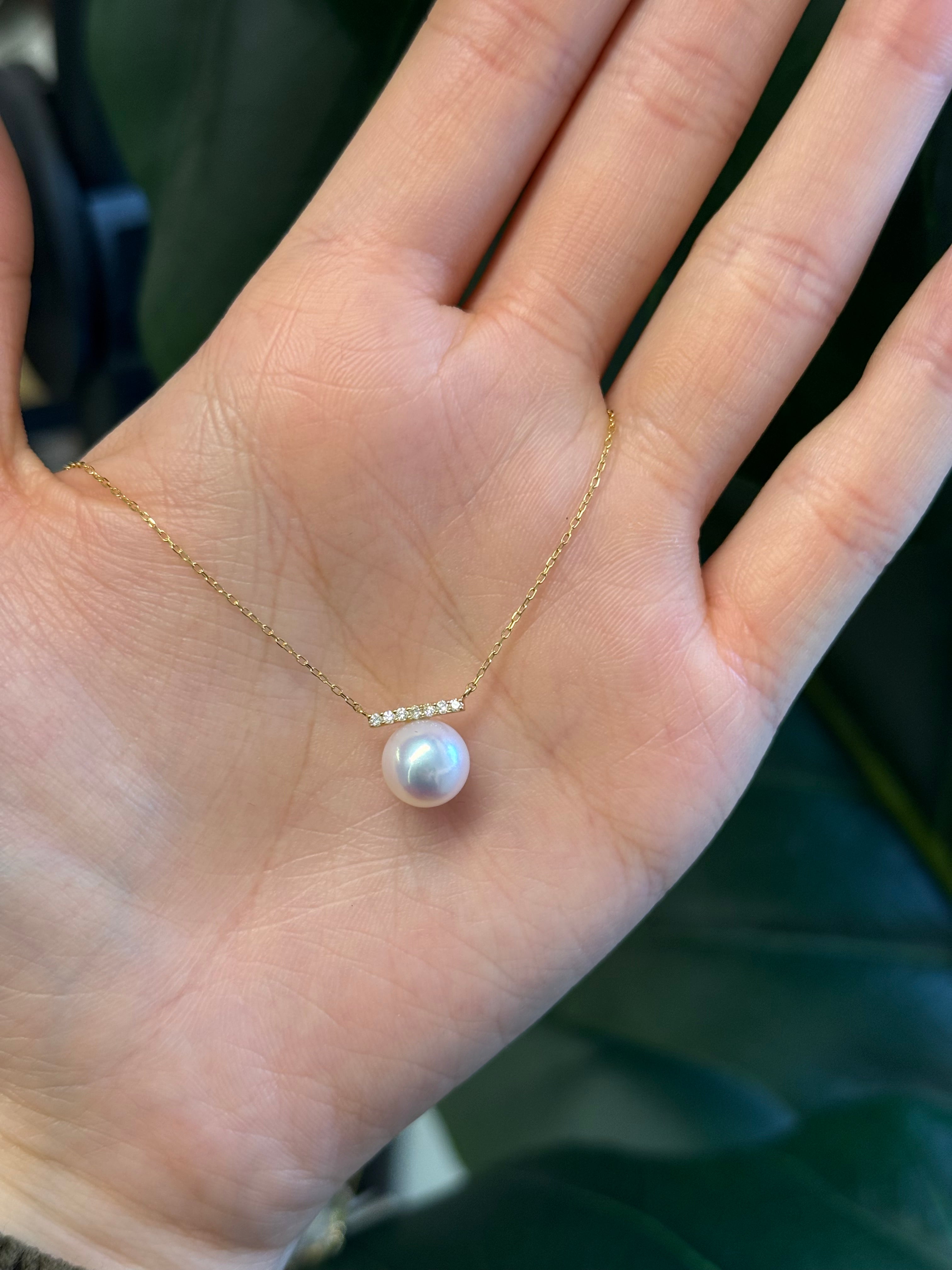 8.5mm Akoya Cultured Pearl Necklace In 18K Yellow Gold