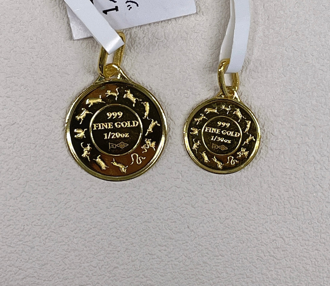 24K Snake Gold Coin, Diameter:12mm, 1.26g