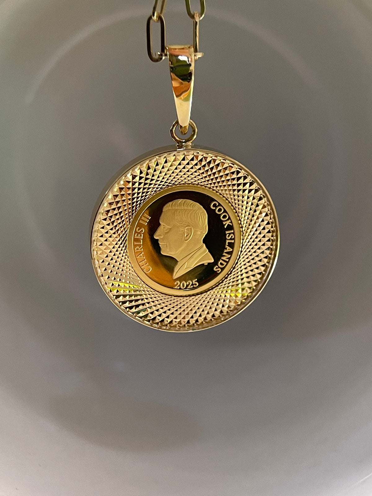 ⭐️Royal Mint Teddy Bear 999.9 Fine Gold 12mm Coin Pendant Necklace, Limited Edition of 1000