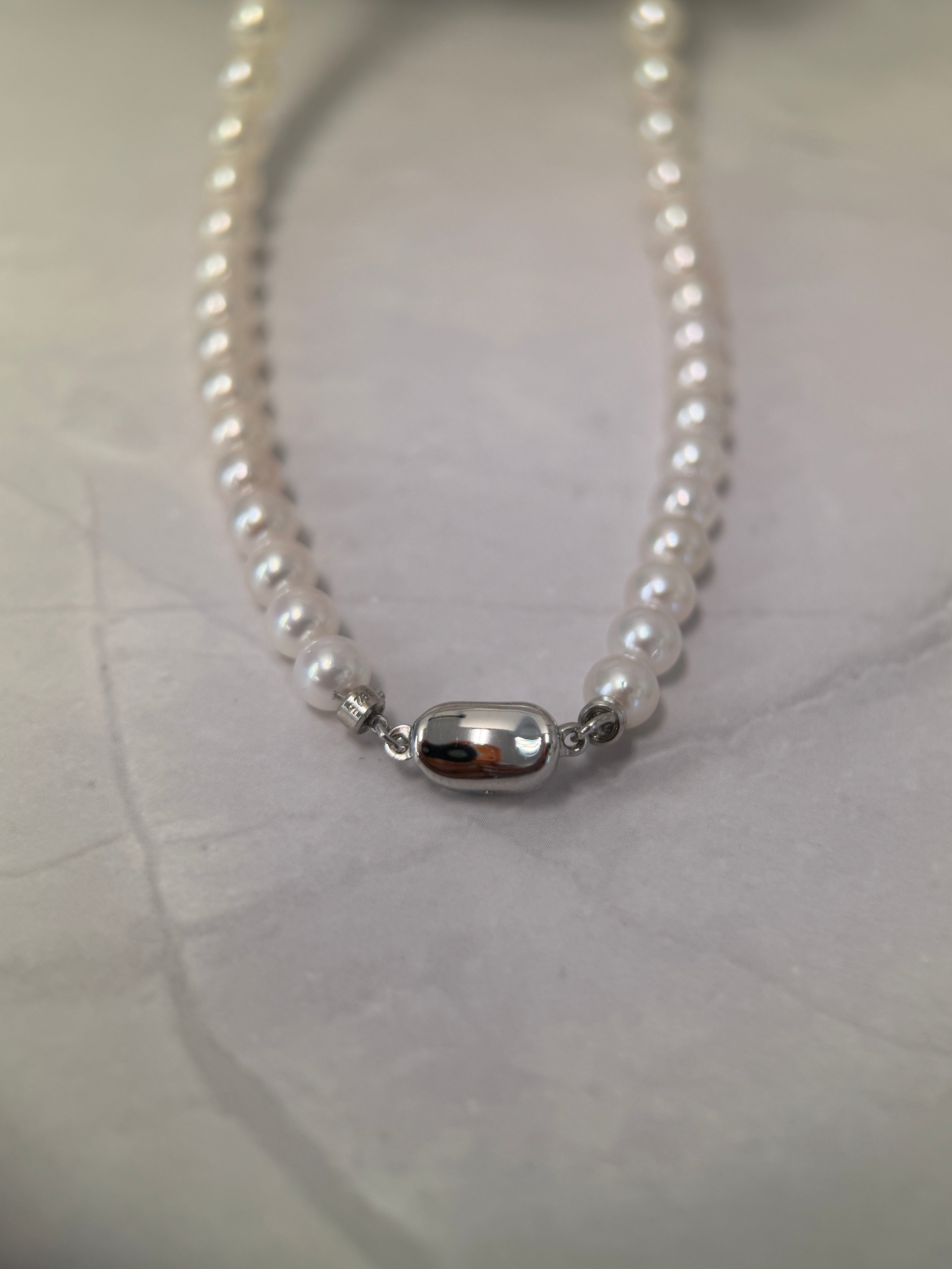 5-5.5mm Japanese Akoya White Pearl Necklace - AA+ Quality