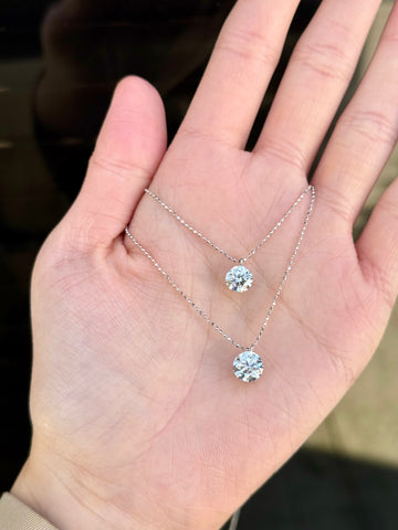 1CT Lab-Diamond Round Solitaire Necklace 18K