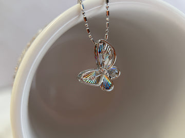 Platinum Laser-Carved Butterfly Pendant With Diamond（Pendant Only）