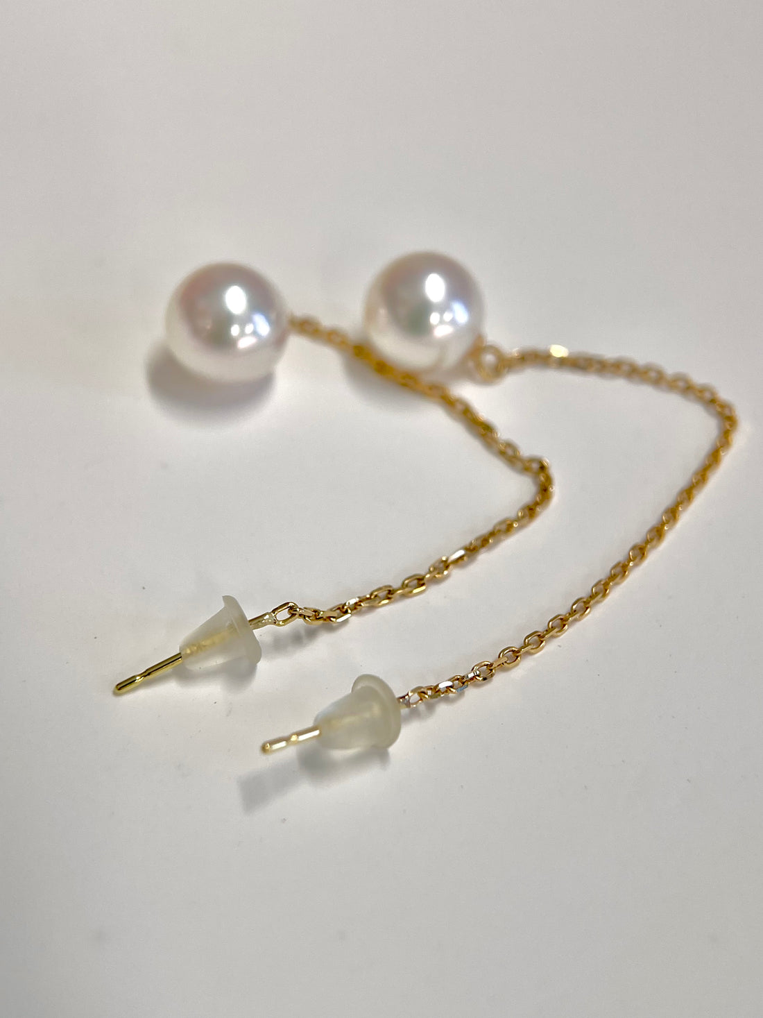 Certified 7.5-8mm Akoya Cultured Pearl Earrings in 18k Yellow Gold