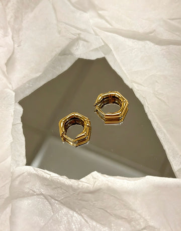 K18 Italian Geometric Hoop Earrings