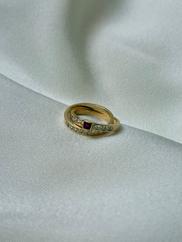 TASAKI Ring in K18 Yellow Gold with Ruby & Diamond