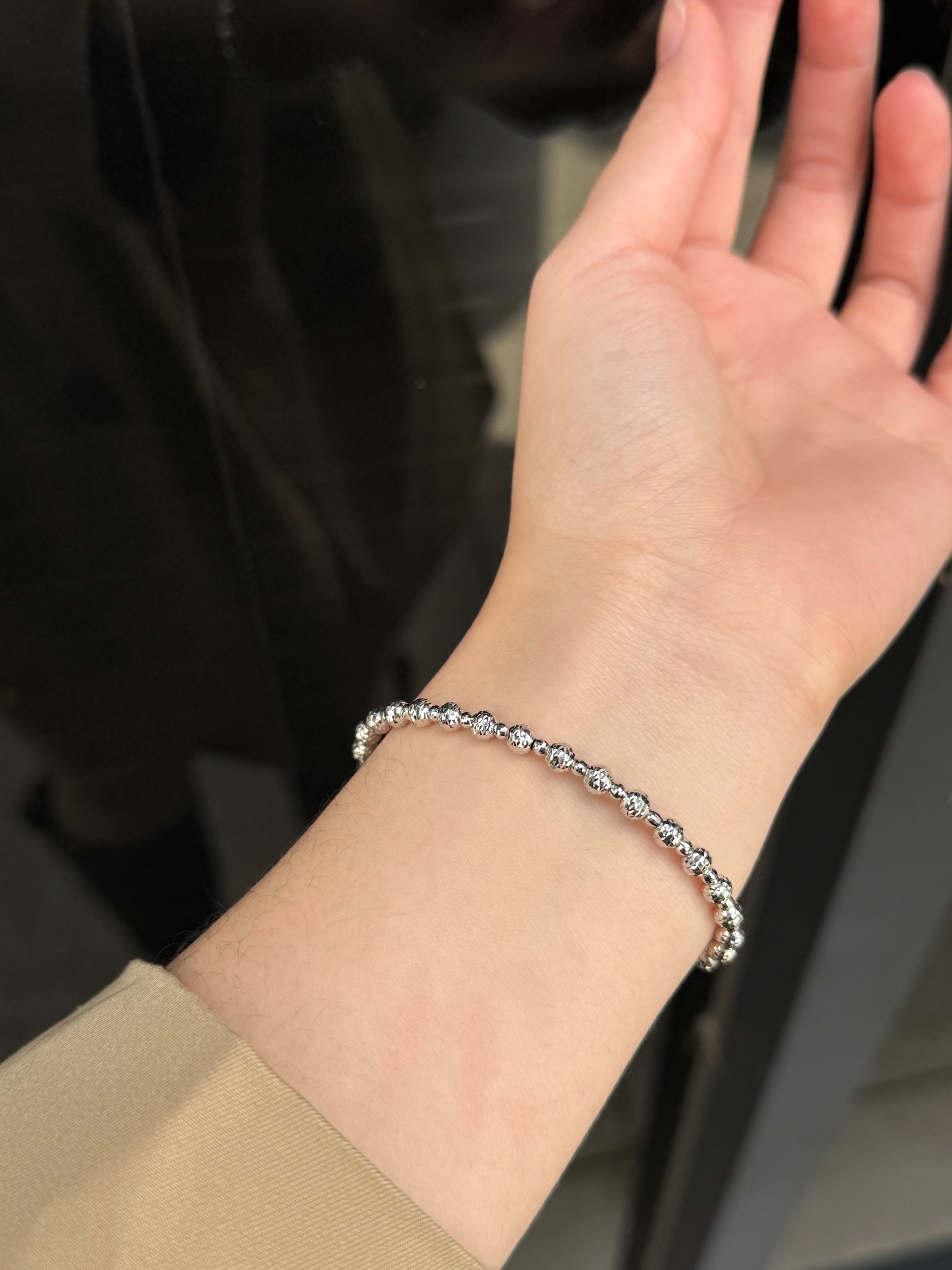 4+2.5mm Beads Spring Bracelet In 18K Yellow&White Gold