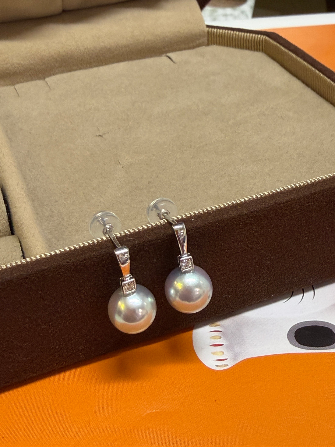 8.3mm Akoya Cultured Pearl Earrings in 18K White Gold
