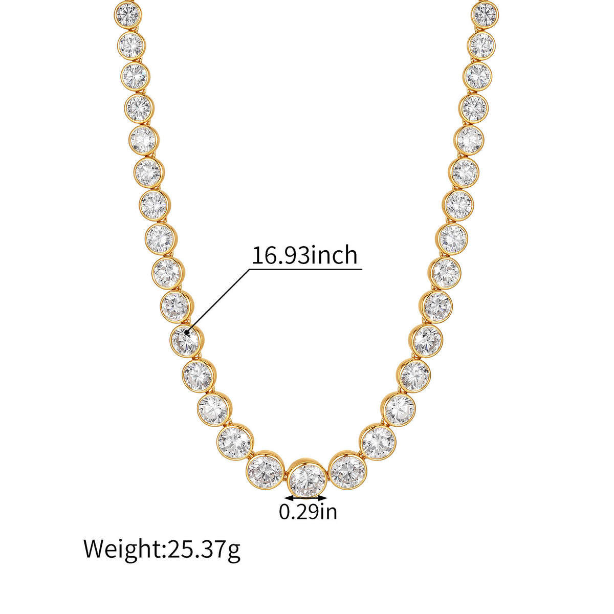 Graduated Bezel-Set Lab-Grown Diamond Riviera Necklace