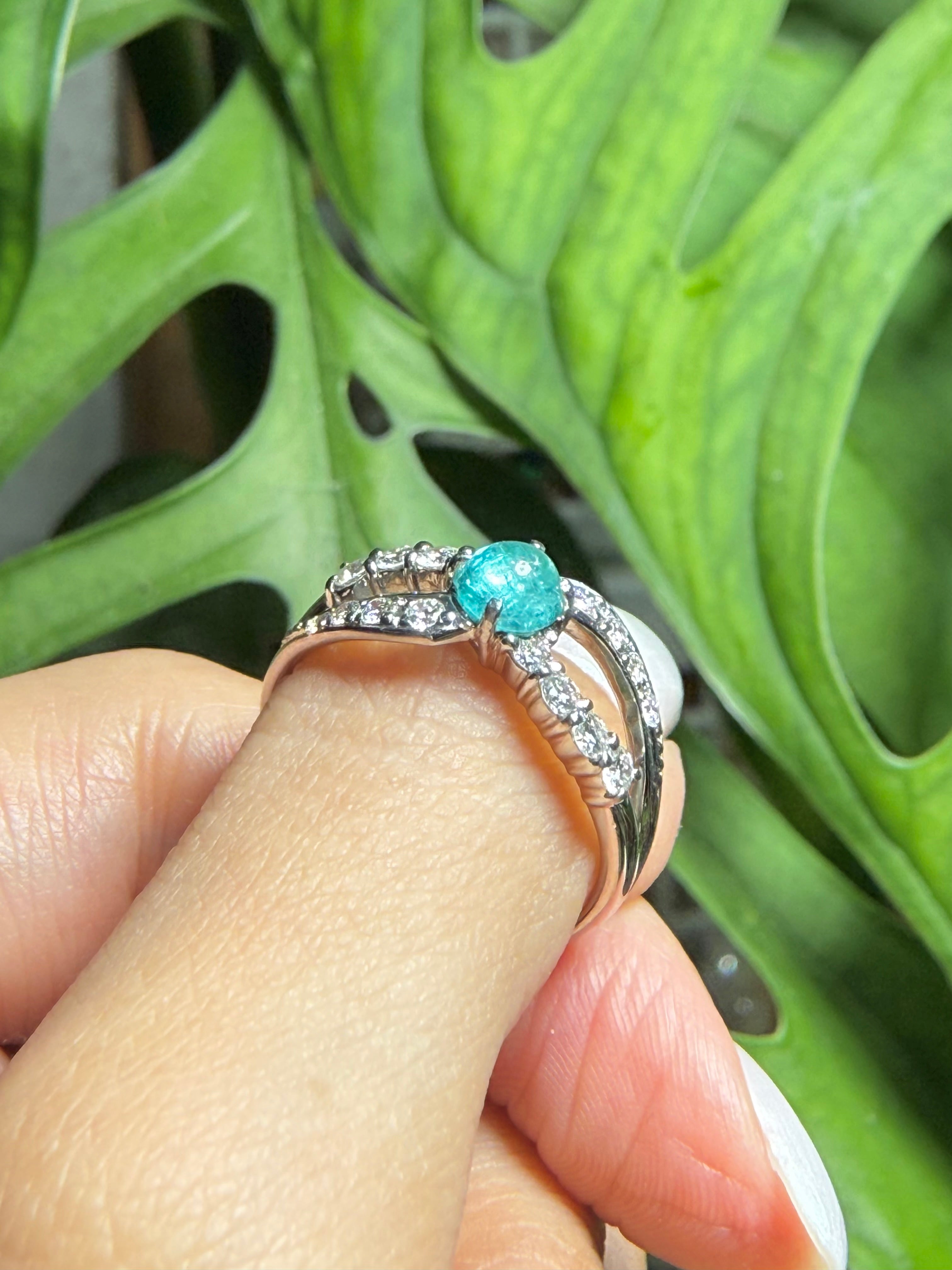 0.61CT Neon Blue Paraiba Tourmaline Ring PT900 Platinum