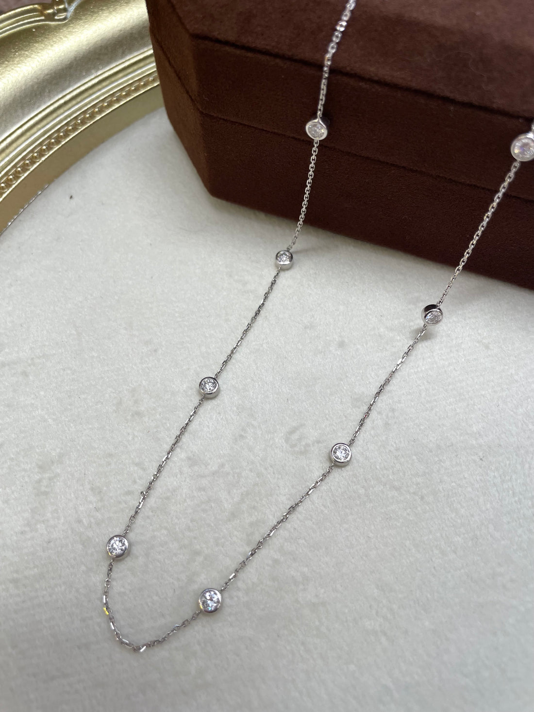 Bezel Set Lab-Grown Diamond Station Necklace 1CT