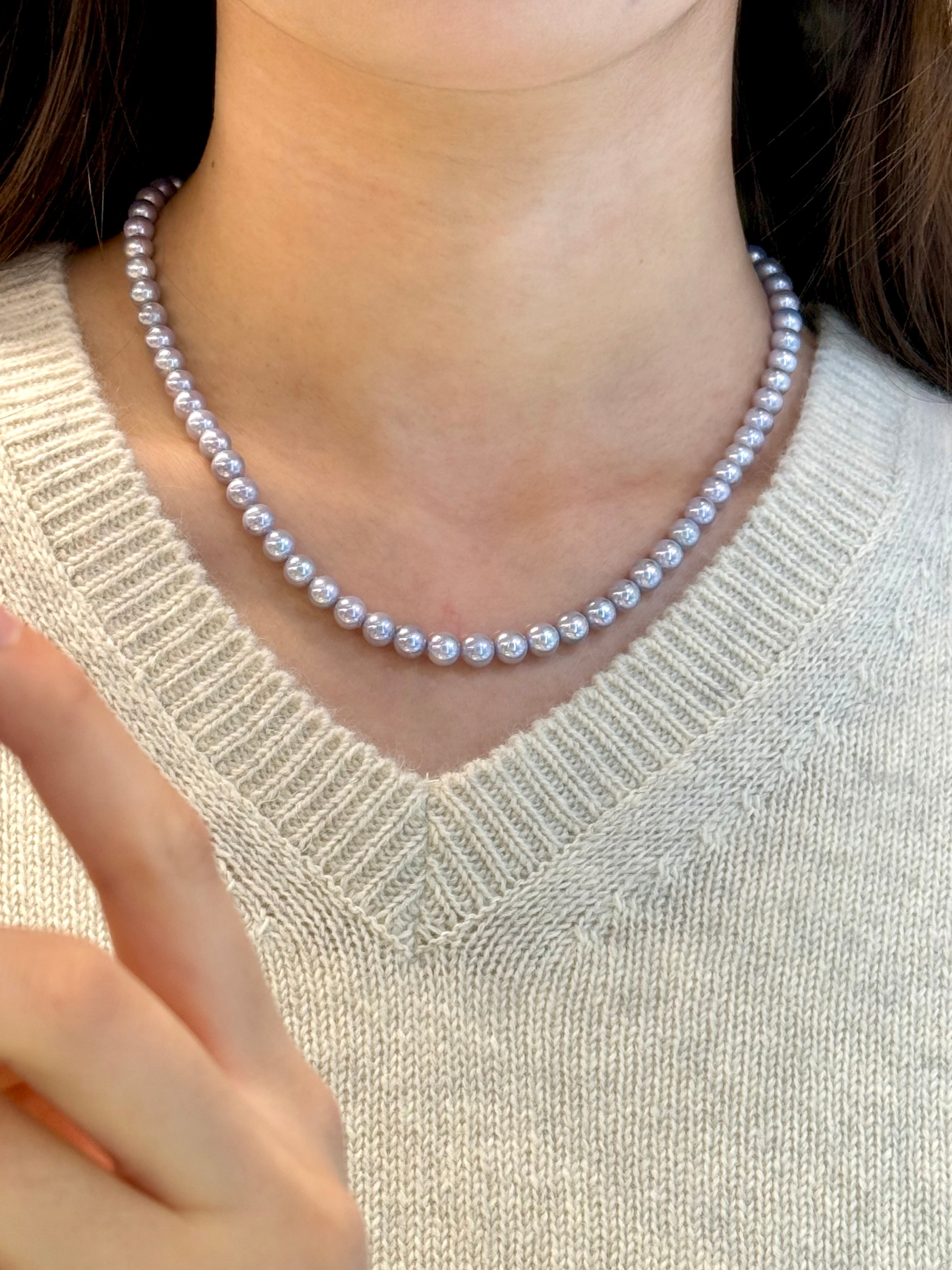 6-6.5mm Blue Rose Akoya Cultured Pearl Strand Necklace