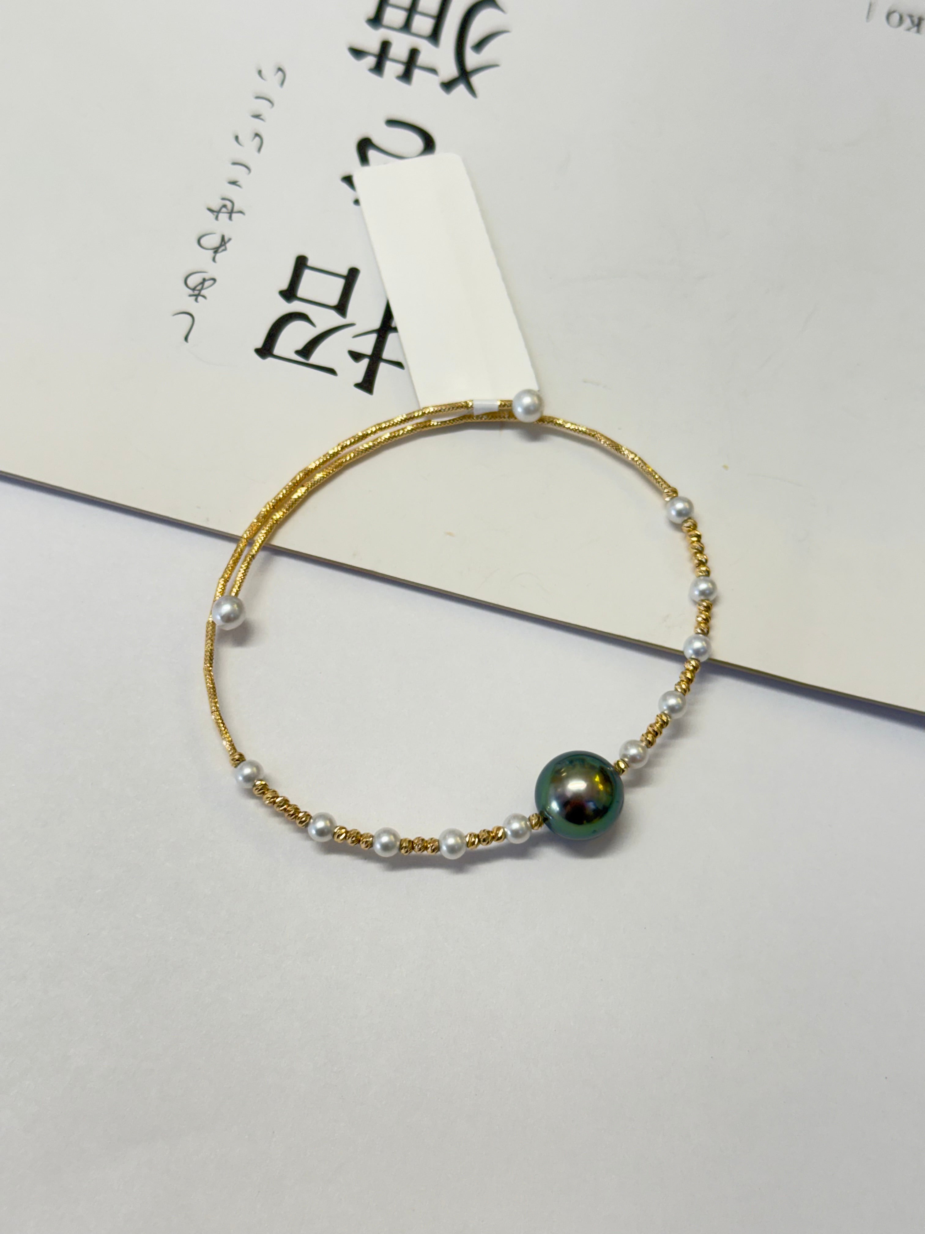 10mm Tahitian Pearl&Akoya Pearl Spring Bracelet