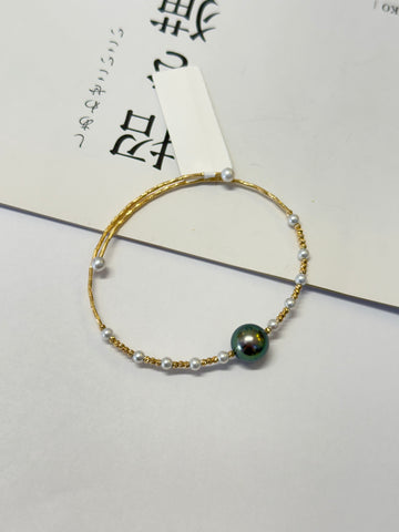 10mm Tahitian Pearl&Akoya Pearl Spring Bracelet