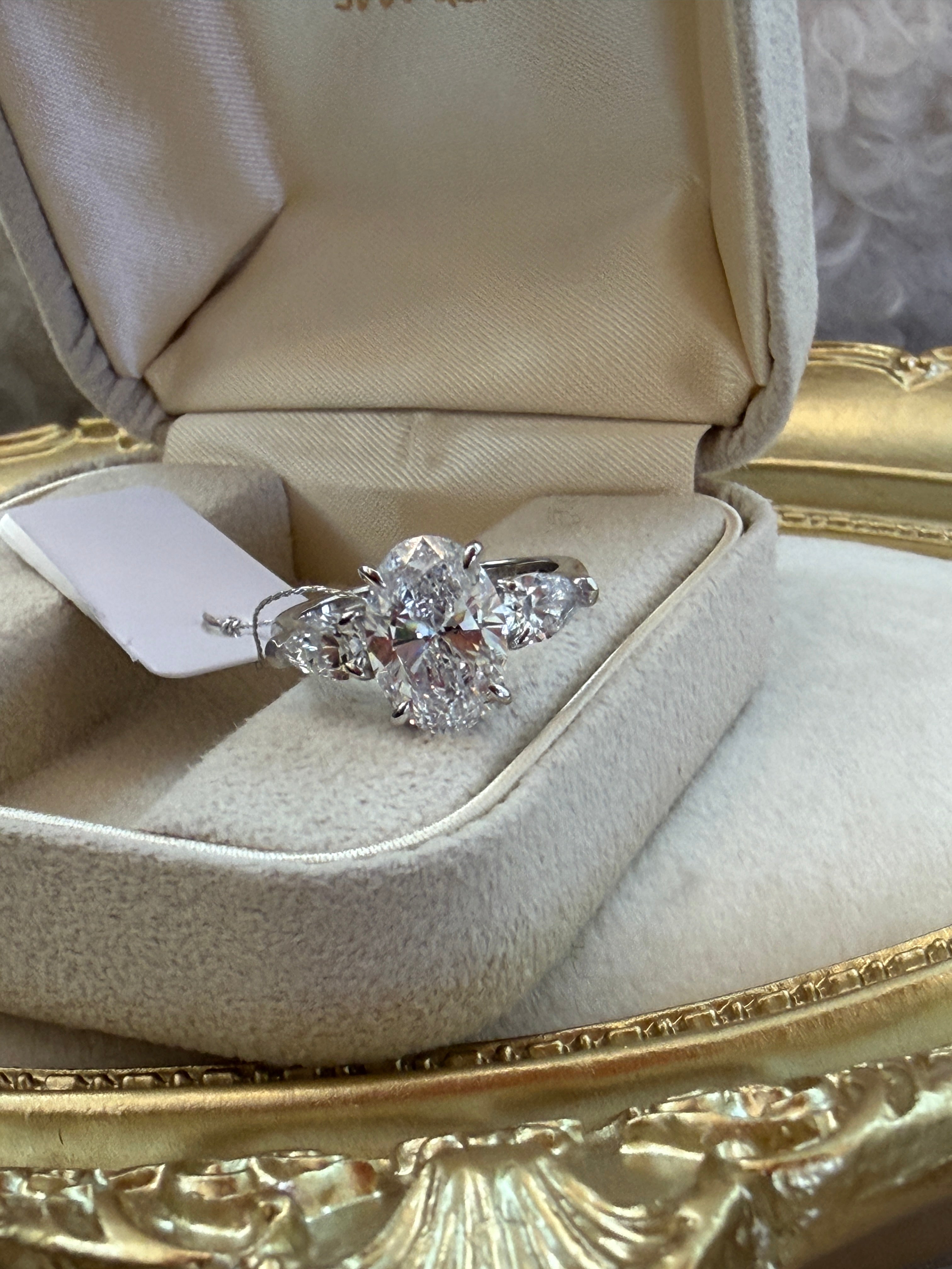 Three-Stone Oval Lab-Grown Diamond Ring 3CT