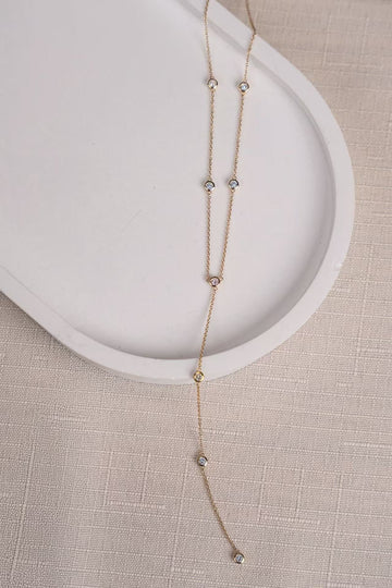 Dainty Diamond Station Y Necklace