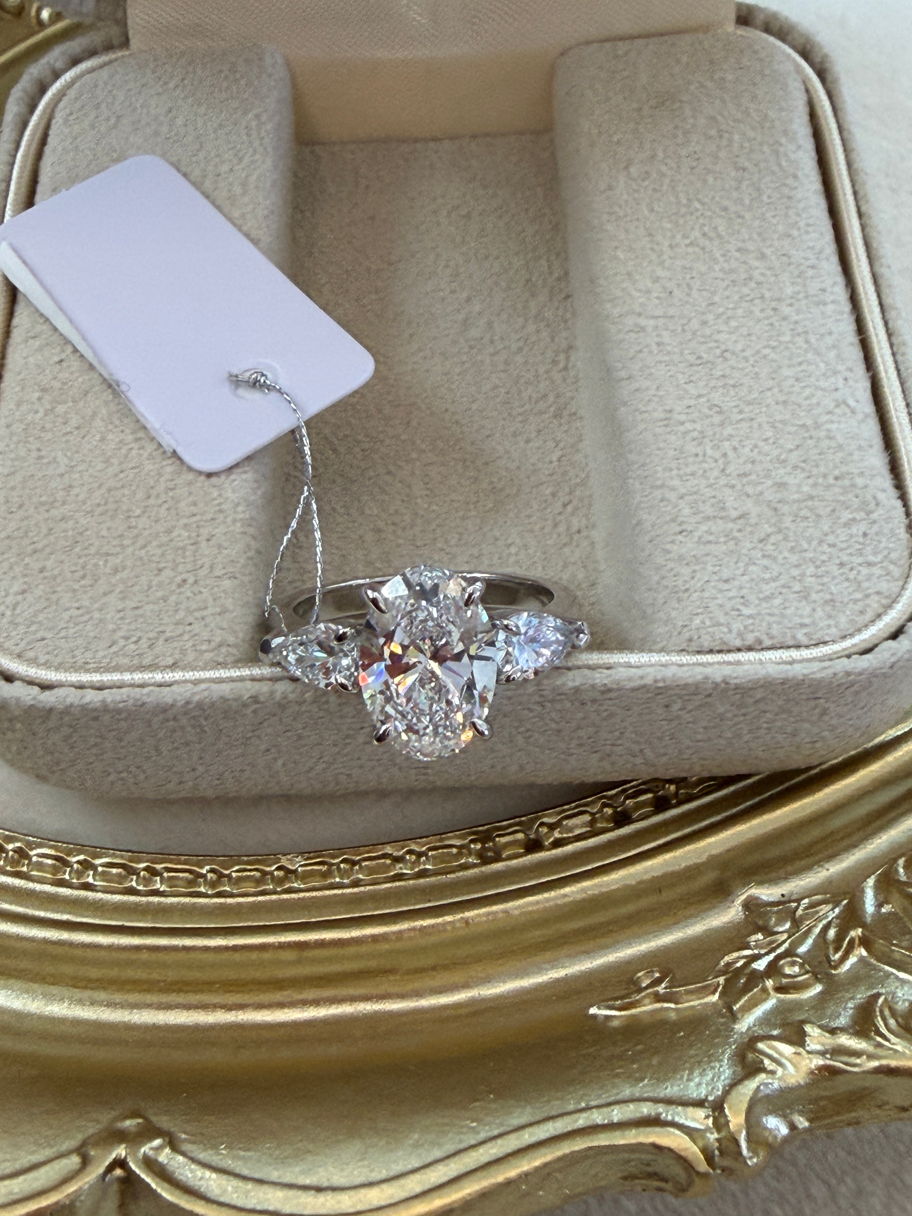 Three-Stone Oval Lab-Grown Diamond Ring 3CT