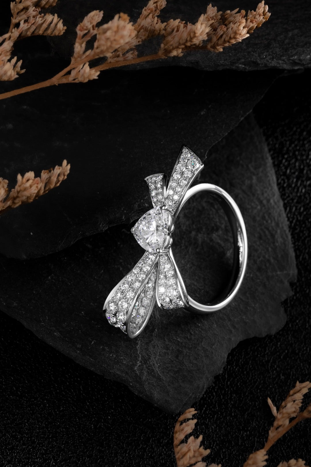 Pavé Ribbon Heart Ring Lab Grown Diamond 1.4CT
