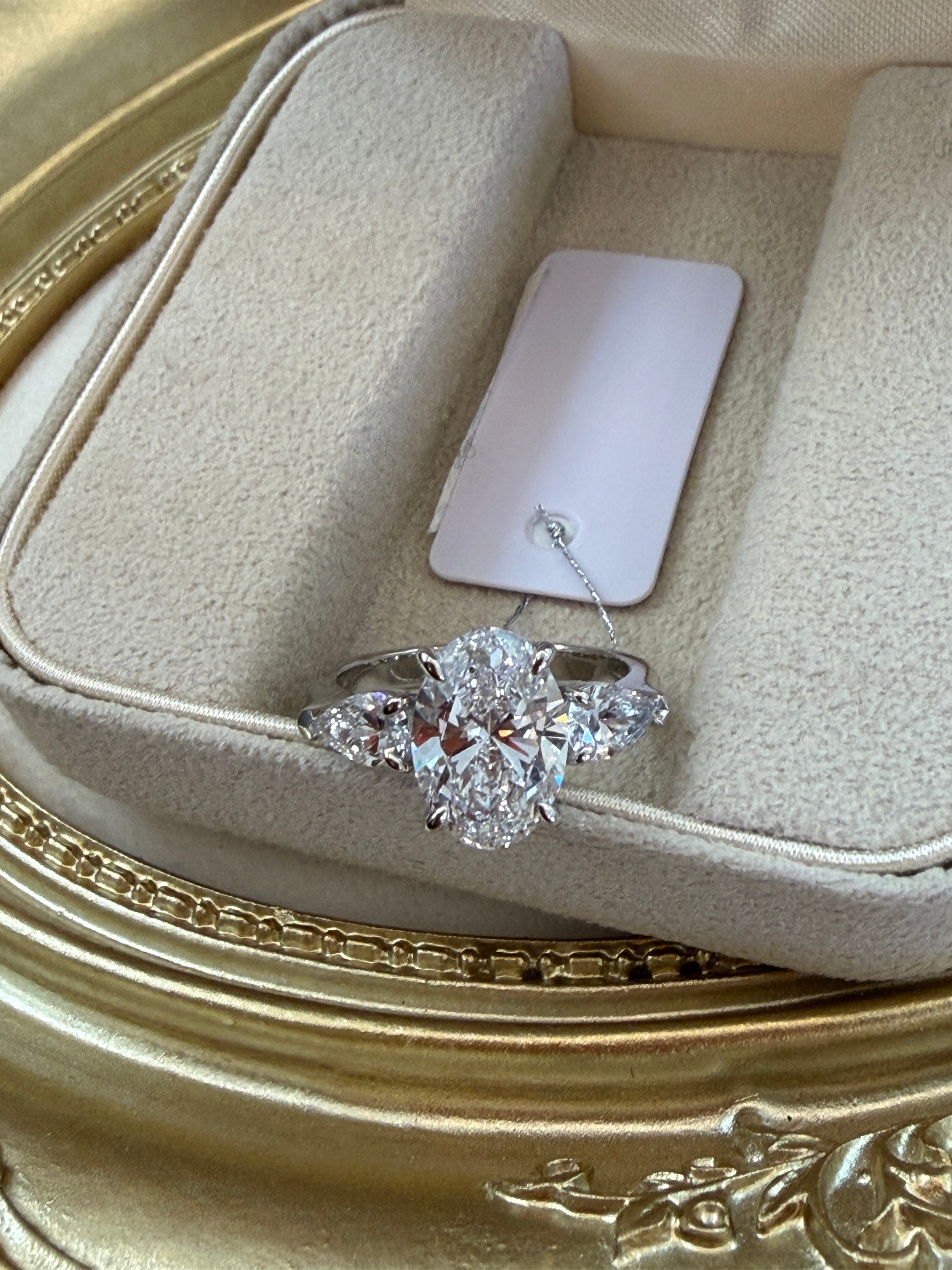 Three-Stone Oval Lab-Grown Diamond Ring 3CT