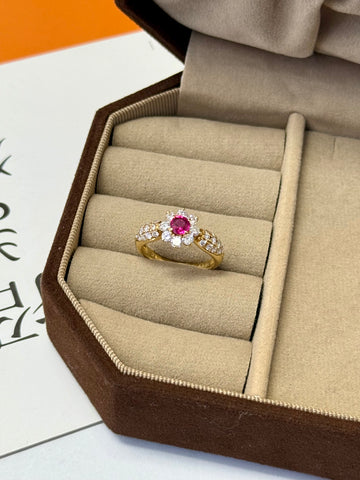 0.28CT Ruby Ring In 18K Yellow Gold