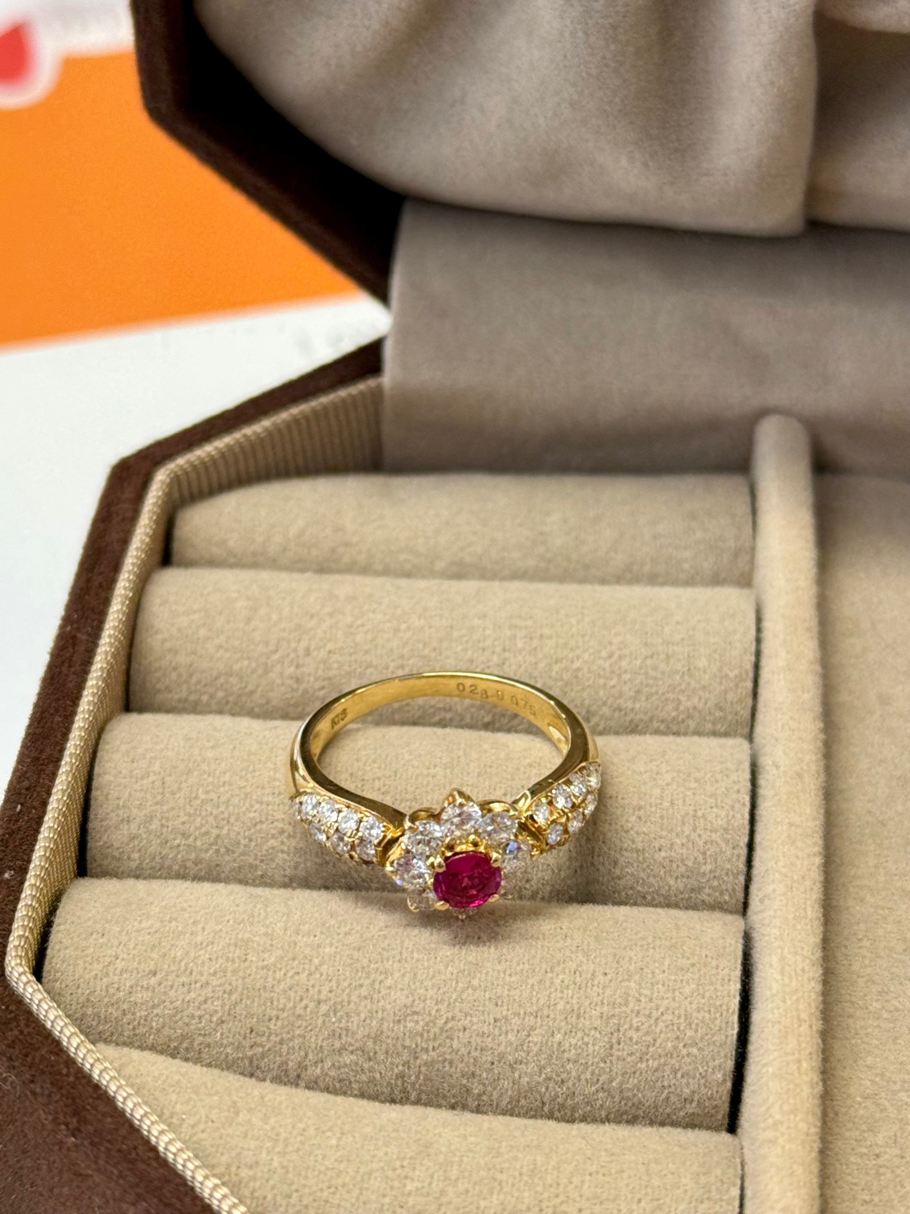 0.28CT Ruby Ring In 18K Yellow Gold