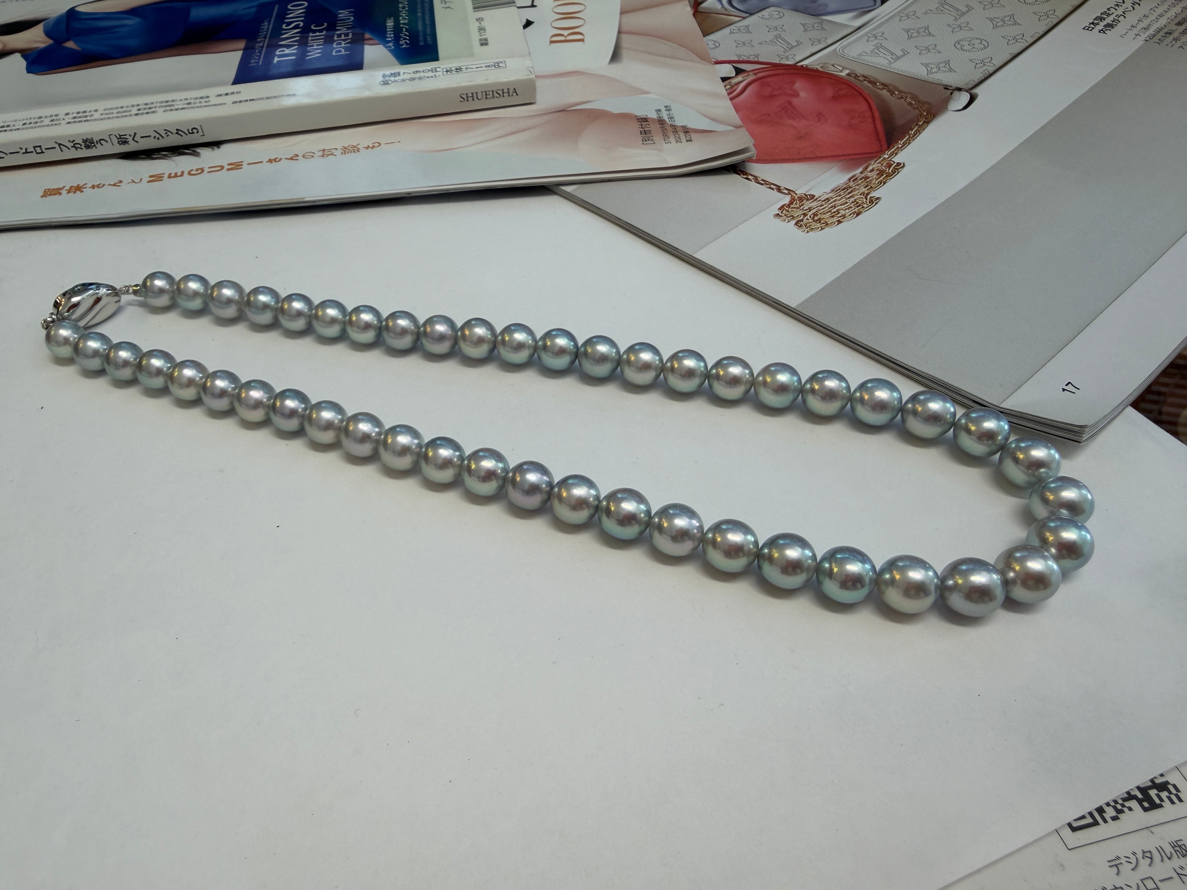 8.5-9mm Blue Rose Premium Akoya Cultured Pearl Strand Necklace