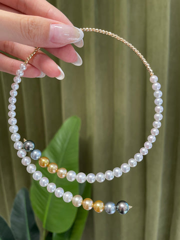 K18 Mixed Pearl Flexible Collar Necklace