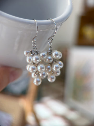 Natural Akoya Pearl Grape Cluster Earrings