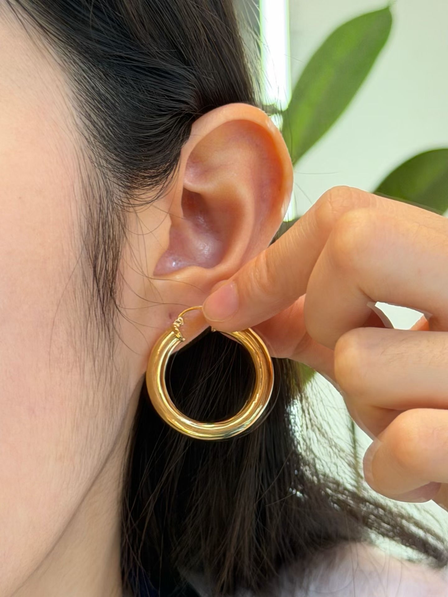 30mm Circle Earrings In 18K Yellow Gold