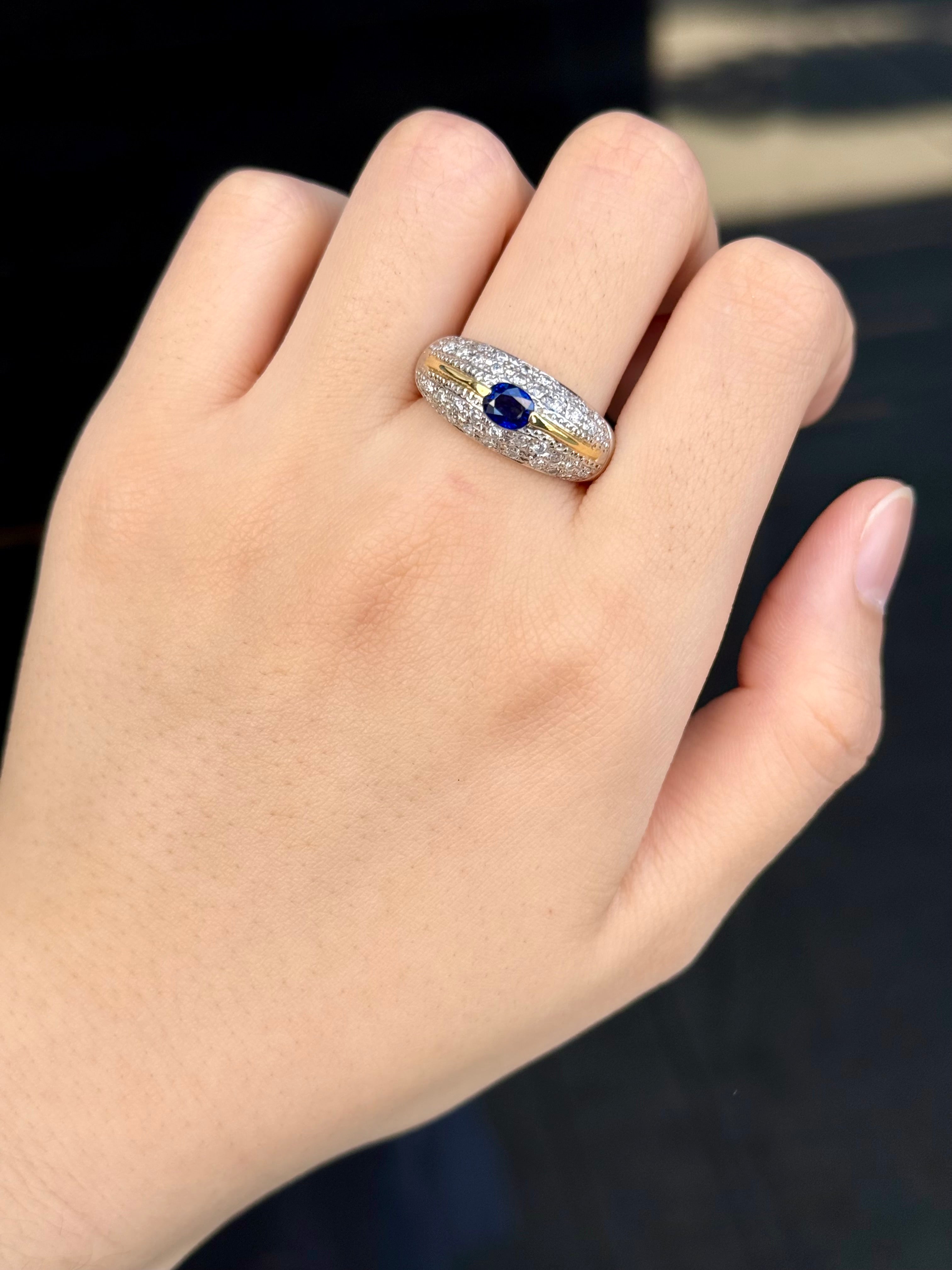 Sapphire Ring In PT900&18K Yellow Gold