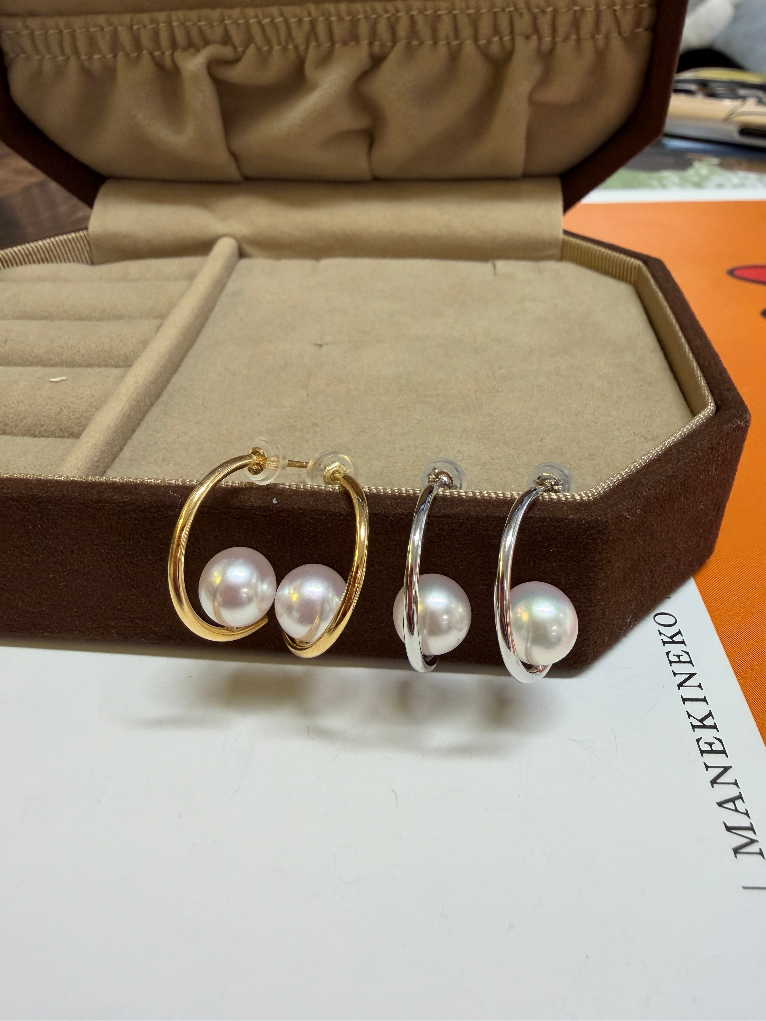 8mm Akoya Pearl Half Moon Earrings